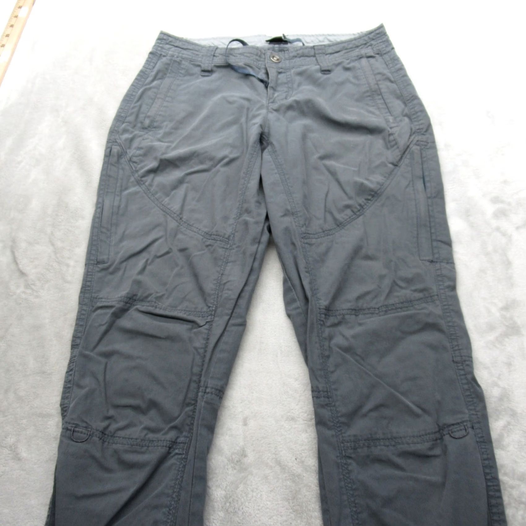 Vintage KÜHL Pants Womens 4 Reg Gray Drawstring Waist Spire Roll Up Hiking 28x31 Khakis Casual Outdoor Mens, Womens, Girls, Boys Size 27" / US 4 / IT 40 - 7 Thumbnail