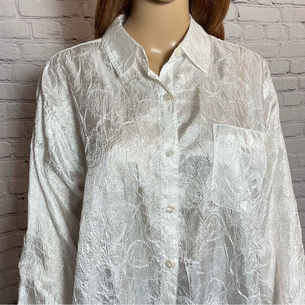 Chicos Chico's Embroidered Long Sleeve White Blouse Size 1 US M Size M / US 6-8 / IT 42-44 - 4 Thumbnail
