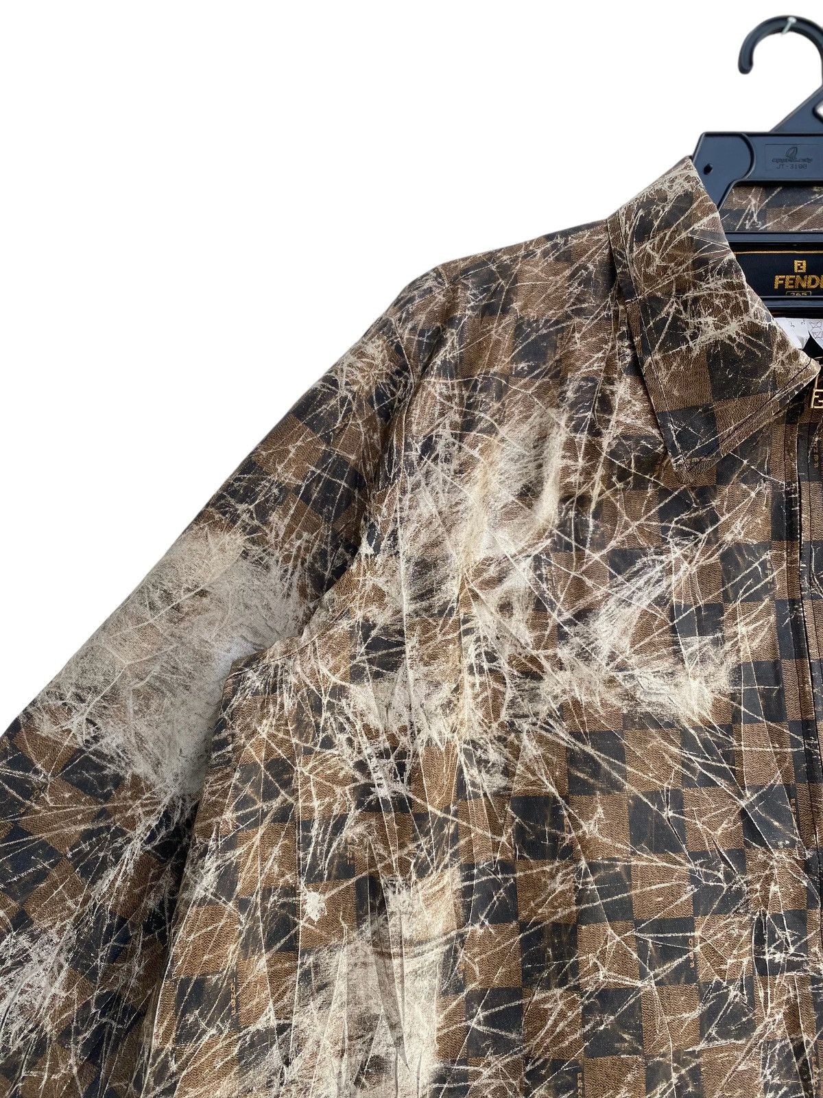 Fendi × Vintage 80s FENDI zucca all overprinted checkerboard oversize jacket Size XS / US 0-2 / IT 36-38 - 3 Thumbnail