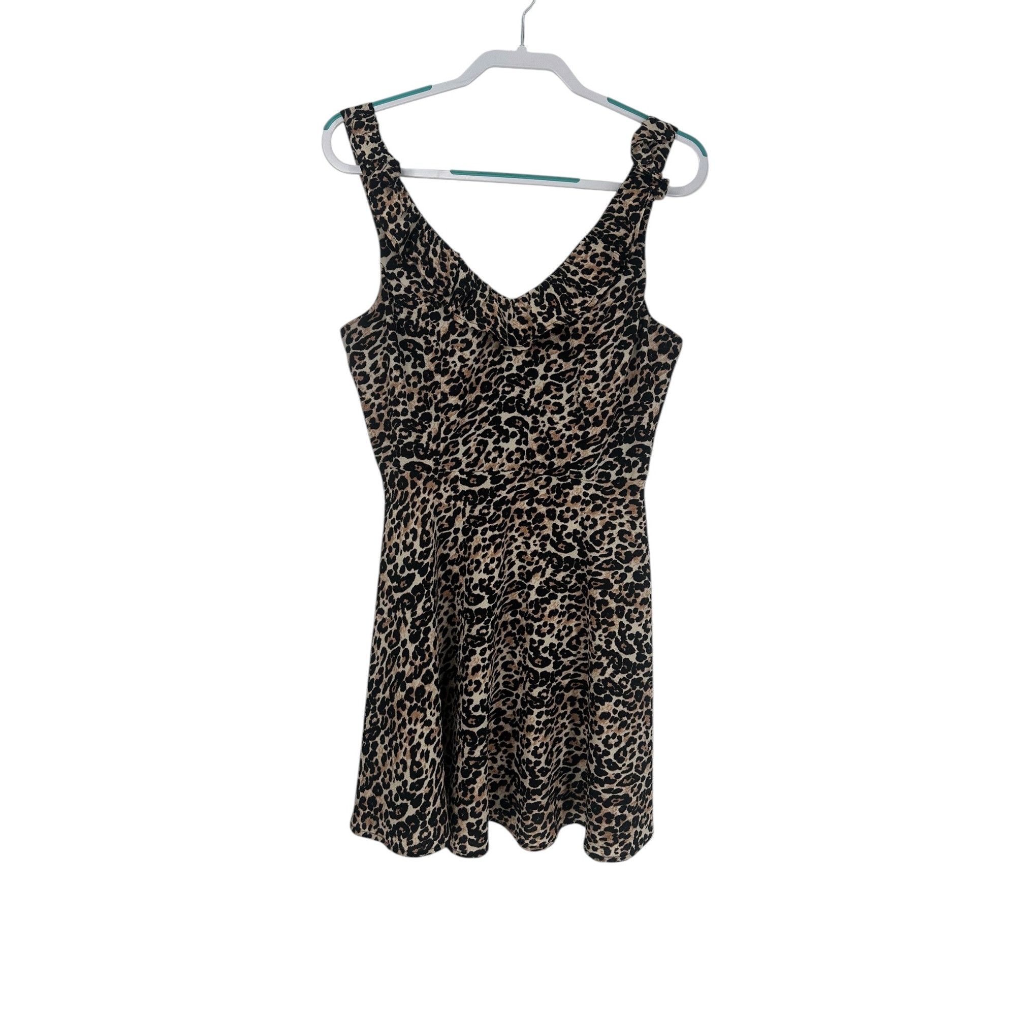 Other Crystal Doll Dress - Leopard Print Cowl Neck Mini - Size 11 Size XL / US 12-14 / IT 48-50 - 1 Thumbnail