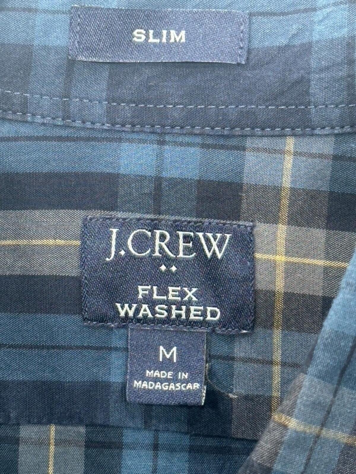 H&M J Crew Flex Washed Slim Plaid Oxford Button-Up Blue Mens M Size US M / EU 48-50 / 2 - 6 Thumbnail
