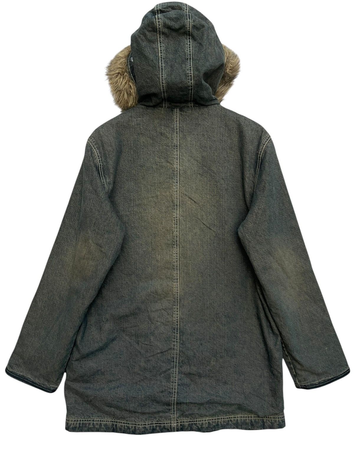 If Six Was Nine Allix Gothic Mudwash Multipocket Denim Jacket Fur Hoodie Size US L / EU 52-54 / 3 - 2 Thumbnail