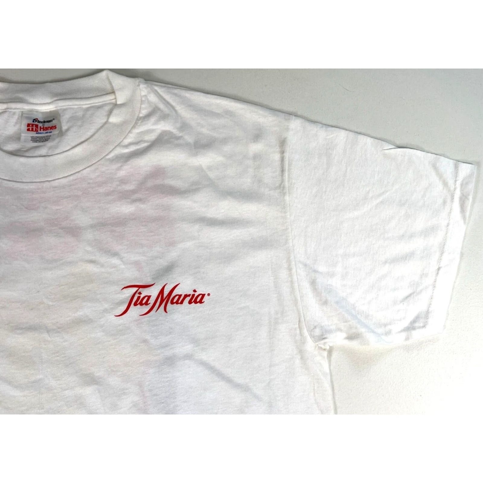 Vintage Vintage Stedman by Hanes T-Shirt Double-Sided Sz L White Adult L Tia Maria Jamaican Me Crazy Cocktail Recipe Mens Size US L / EU 52-54 / 3 - 4 Thumbnail