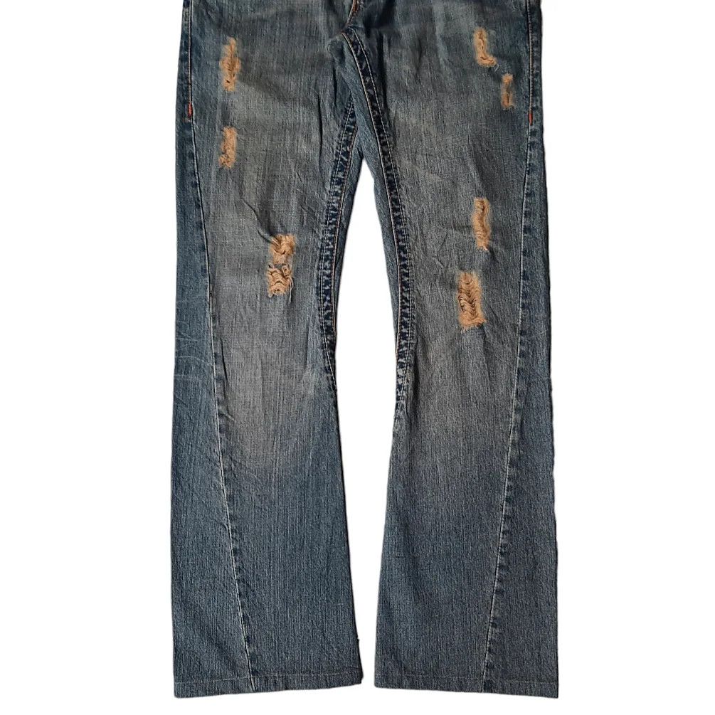14th Addiction × Le Grande Bleu (L.G.B.) × Tornado Mart Semantic Design Spiral Cut Flare Distressed Pants Size US 30 / EU 46 - 4 Thumbnail
