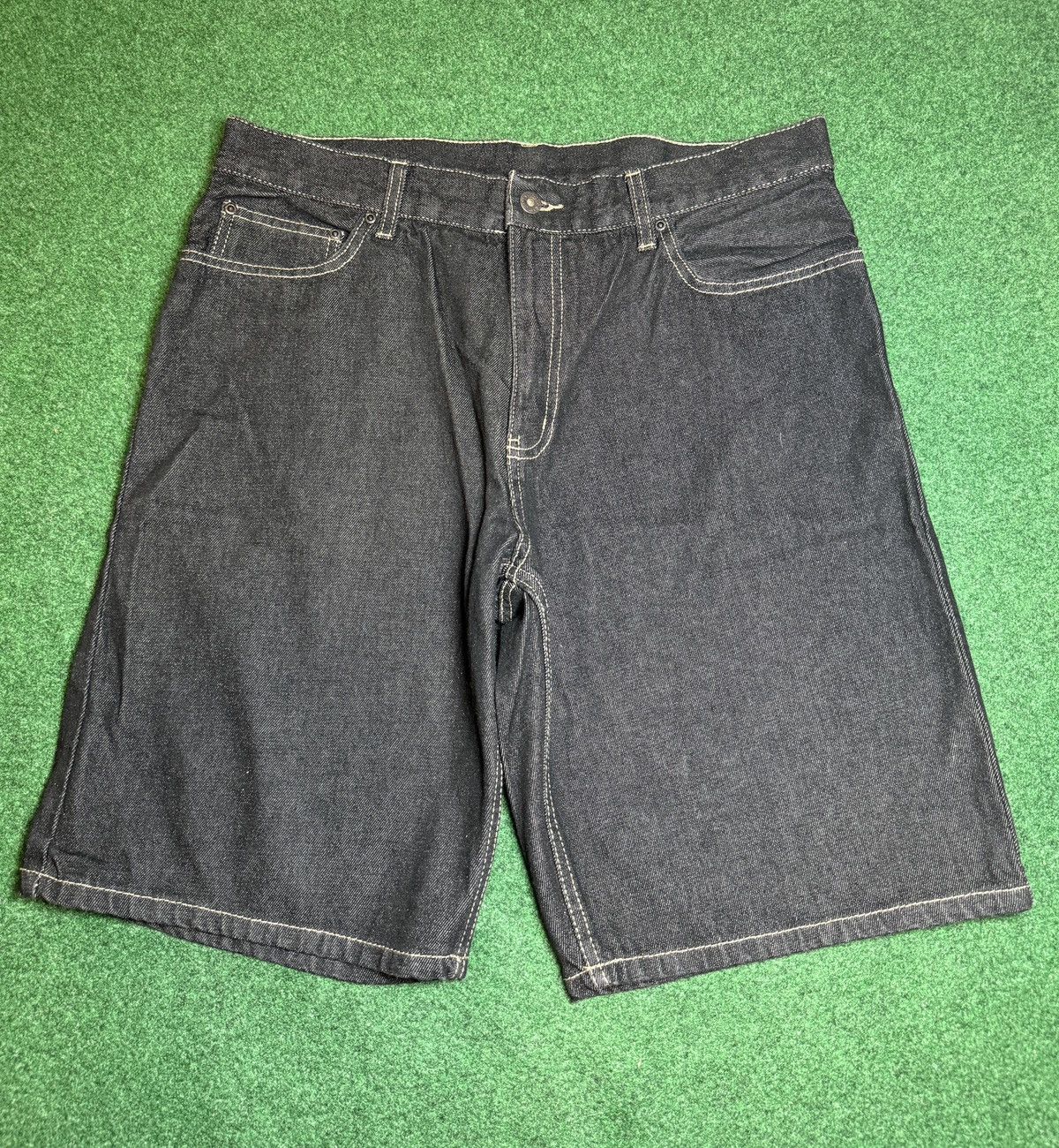 Route 66 Y2K Baggy Below Knee Hip Hop Jorts Dark Wash 14” Shorts Size US 36 / EU 52 - 2 Thumbnail