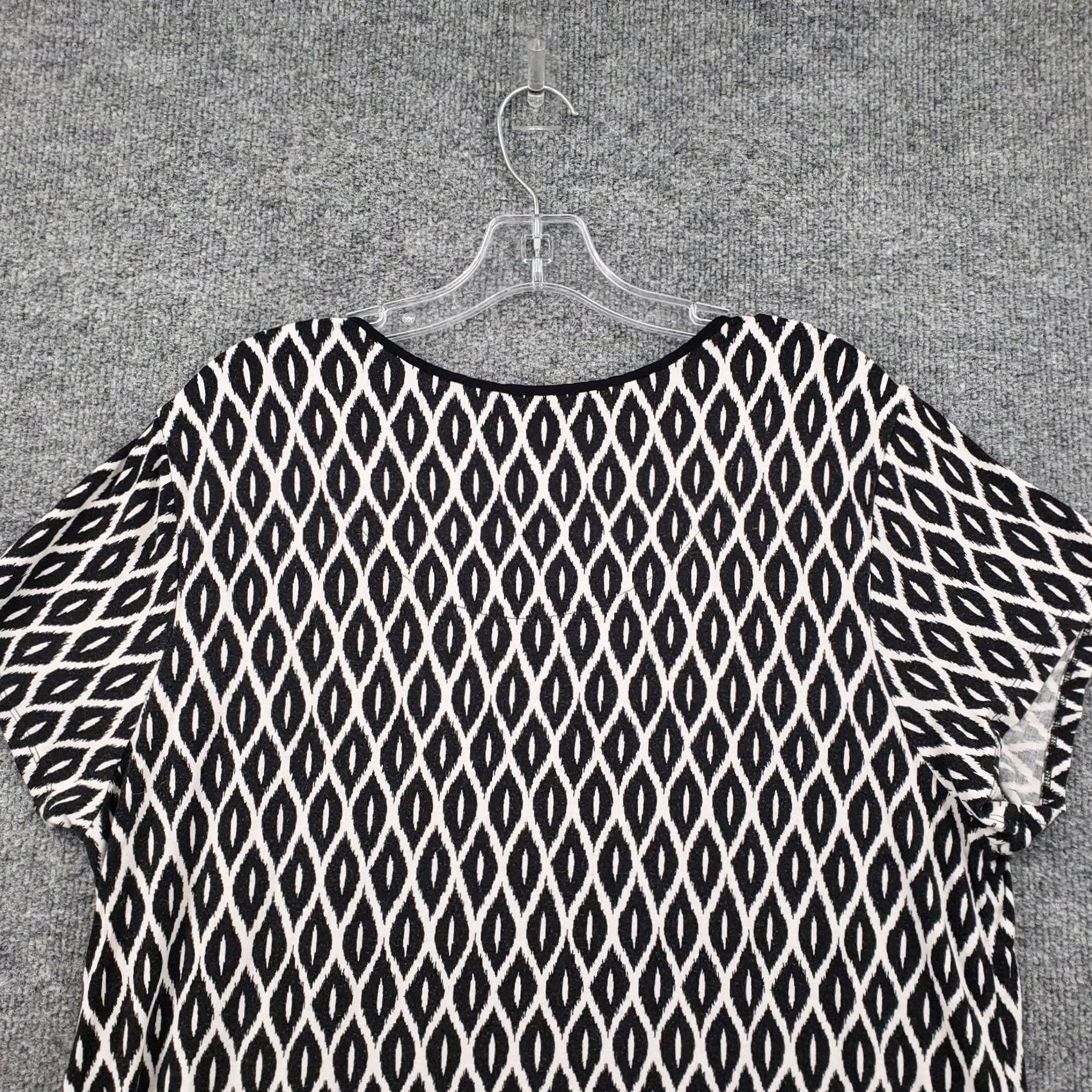 Anne Klein Anne Klein Dress Womens XL Black Shift Diamont Print Round Neck Short Sleeves Size 40" / US 18 - 6 Thumbnail