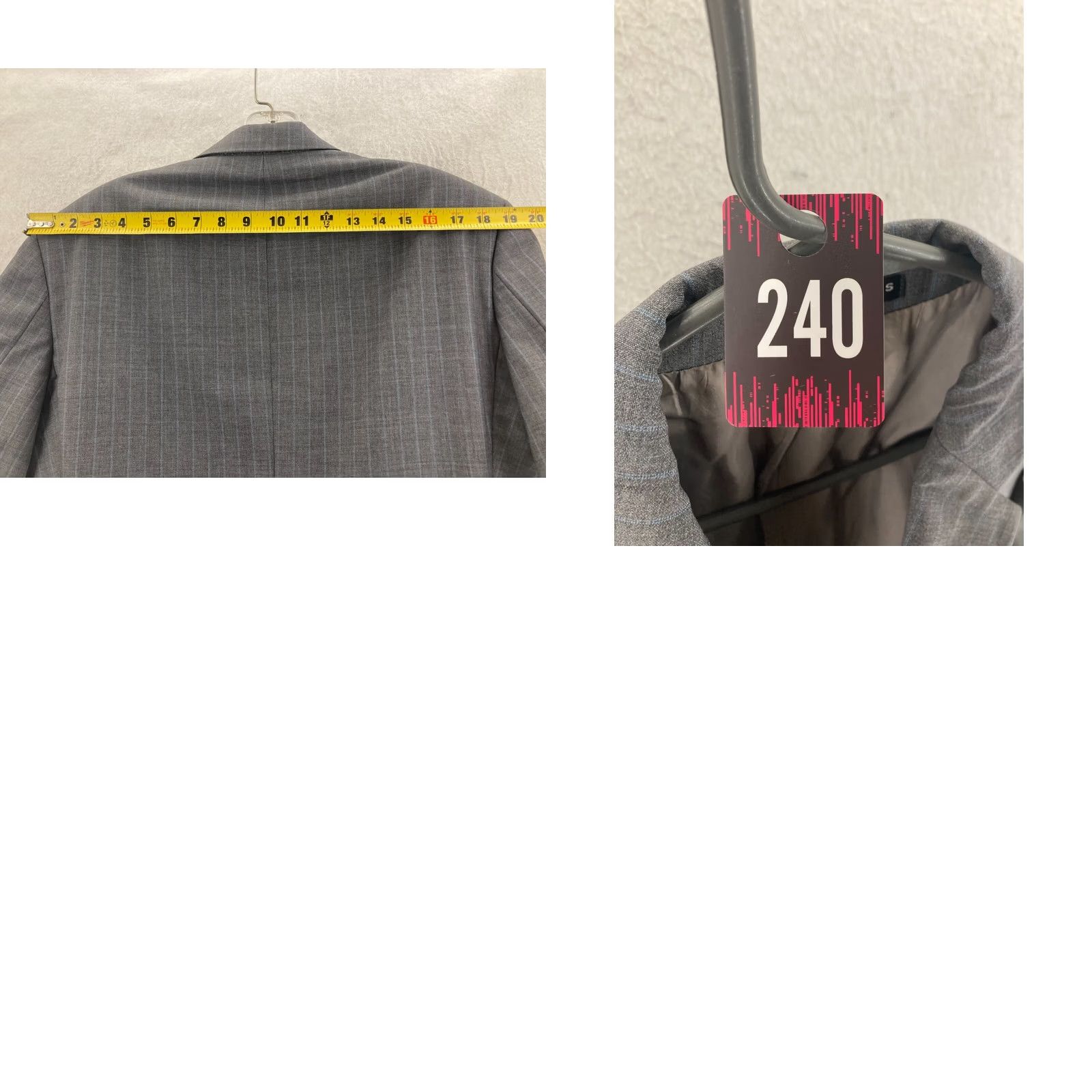 Hugo Boss HUGO BOSS Blazer Mens 38 R Gray Striped Wool 2 Piece Notch Lapel 3-Button Front Jacket Coat Vintage: No Size 38R - 10 Thumbnail