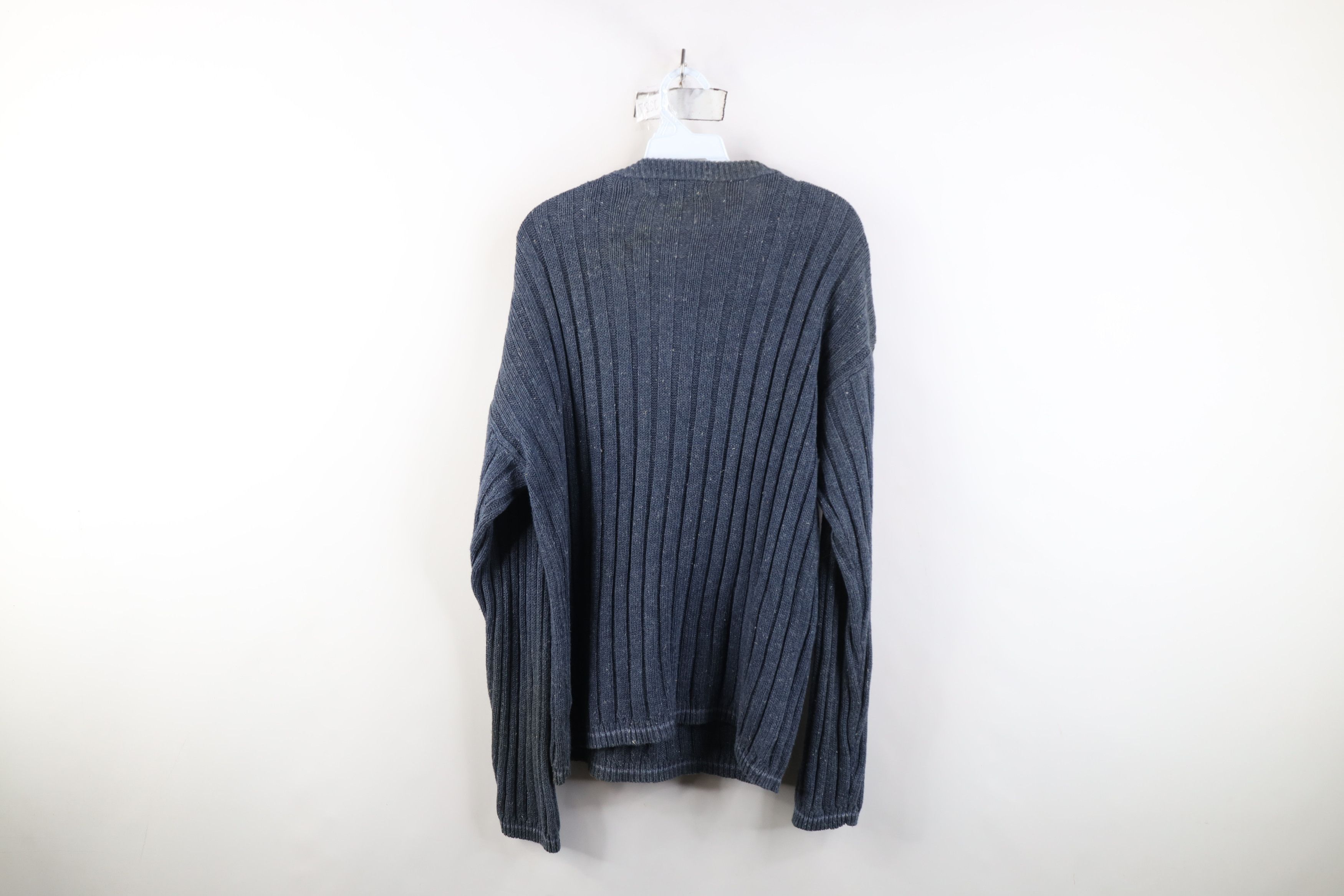 Vintage Vintage 90s Streetwear Ribbed Knit Henley Sweater Blue Size US M / EU 48-50 / 2 - 10 Thumbnail