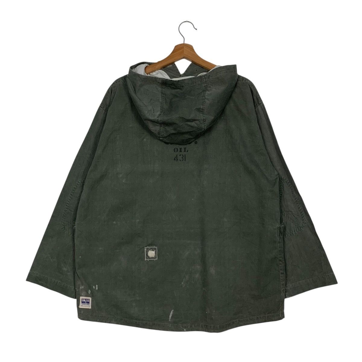 Vintage SLOW HANDS US Oil Workism Pullover Hooded Jacket #2917-C132 Size US L / EU 52-54 / 3 - 7 Thumbnail
