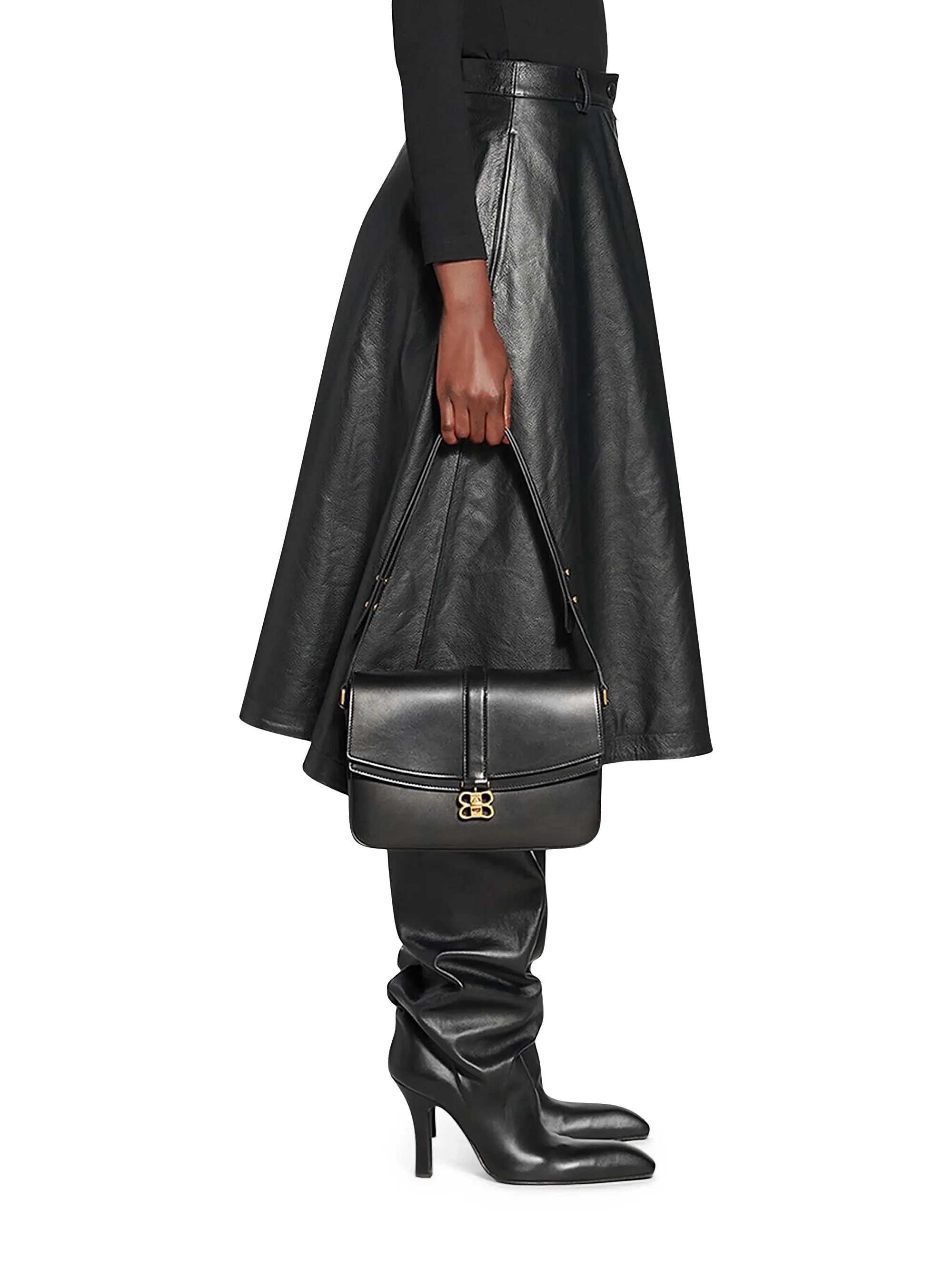 Balenciaga o1s1wg110625 A-Line Skirt in Black Size 27" / US 4 / IT 40 - 4 Thumbnail