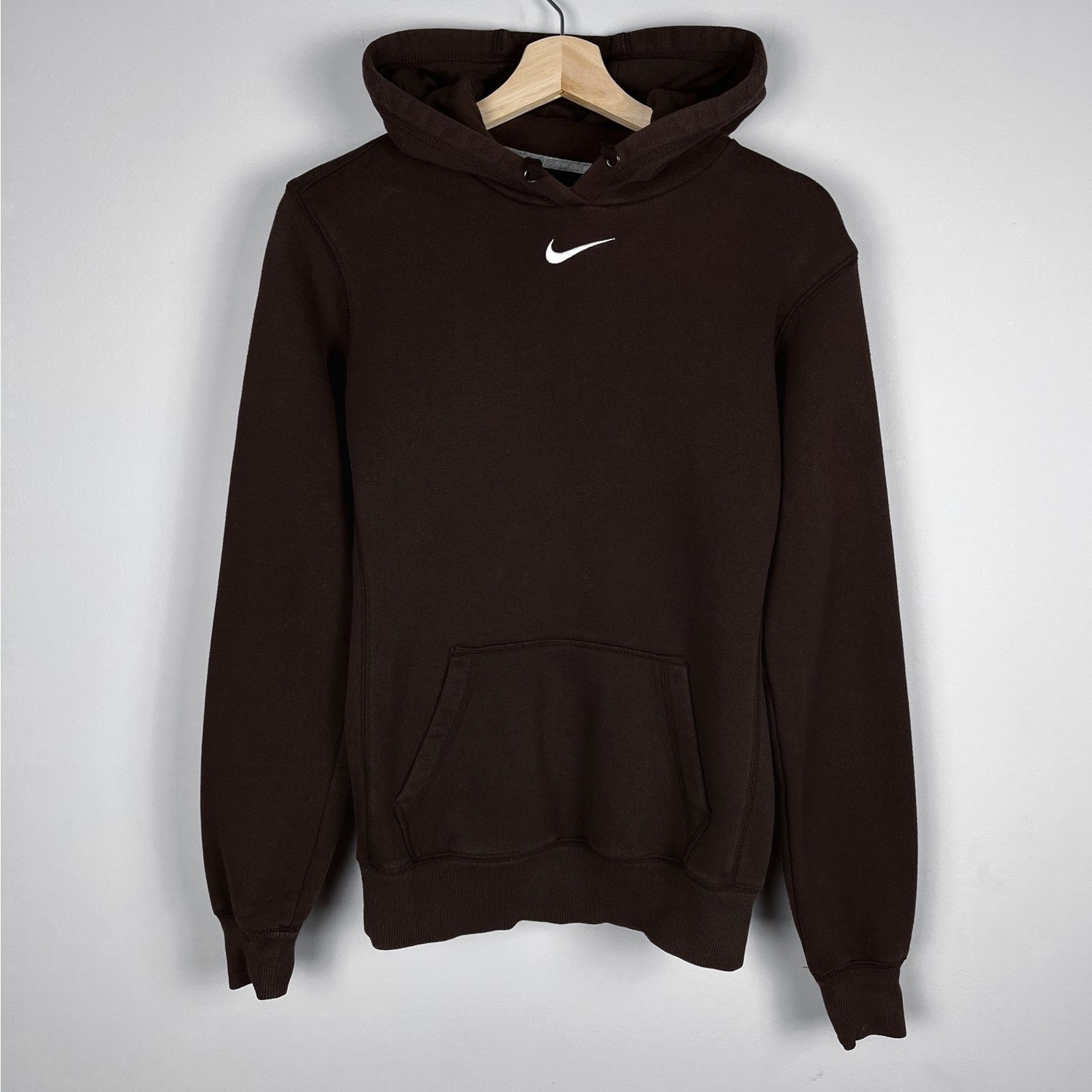 Y2K Nike Center Swoosh Brown Hoodie Womens Sweatshirt Vtg