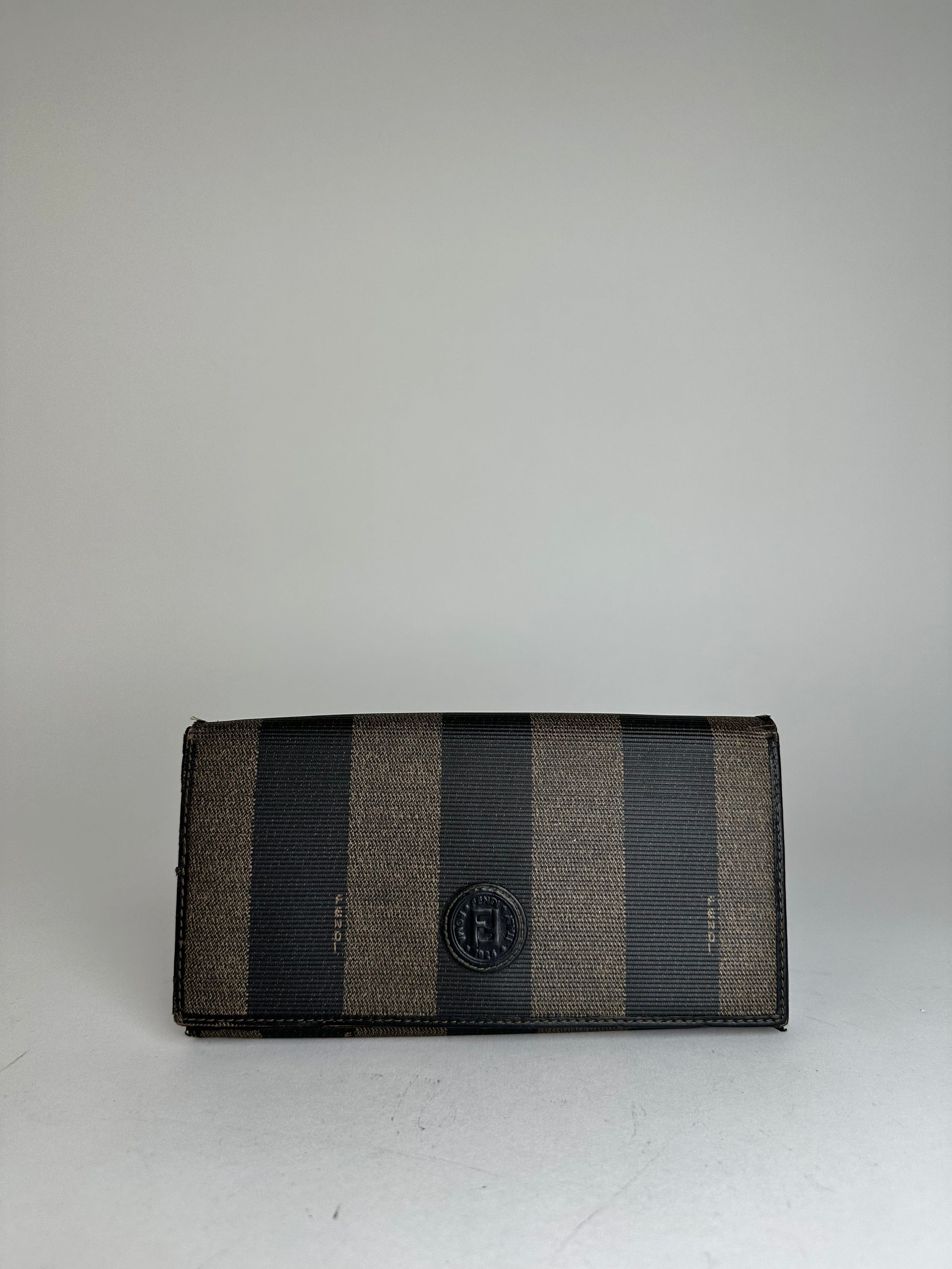 Fendi Vintage Pequin Stripe Long Wallet Canvas Brown Size ONE SIZE - 1 Thumbnail