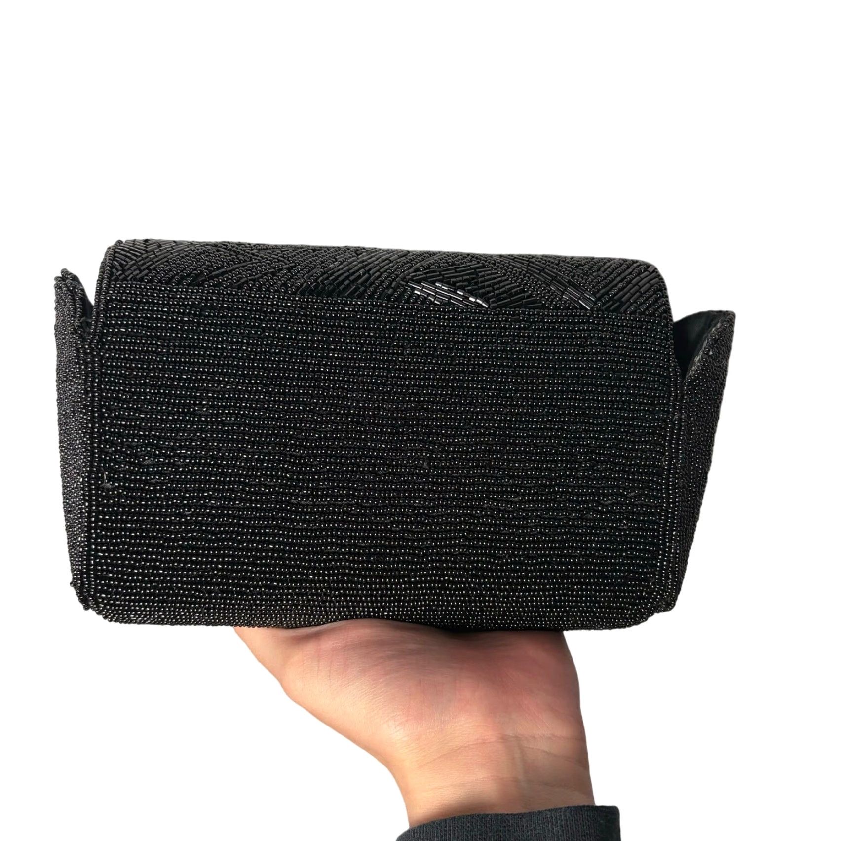 Vintage VINTAGE Lauren Alexandra Black Beaded Clutch Bag Purse Women, Black, Polyester, Clutch, 7" x 5.5" Size ONE SIZE - 3 Thumbnail