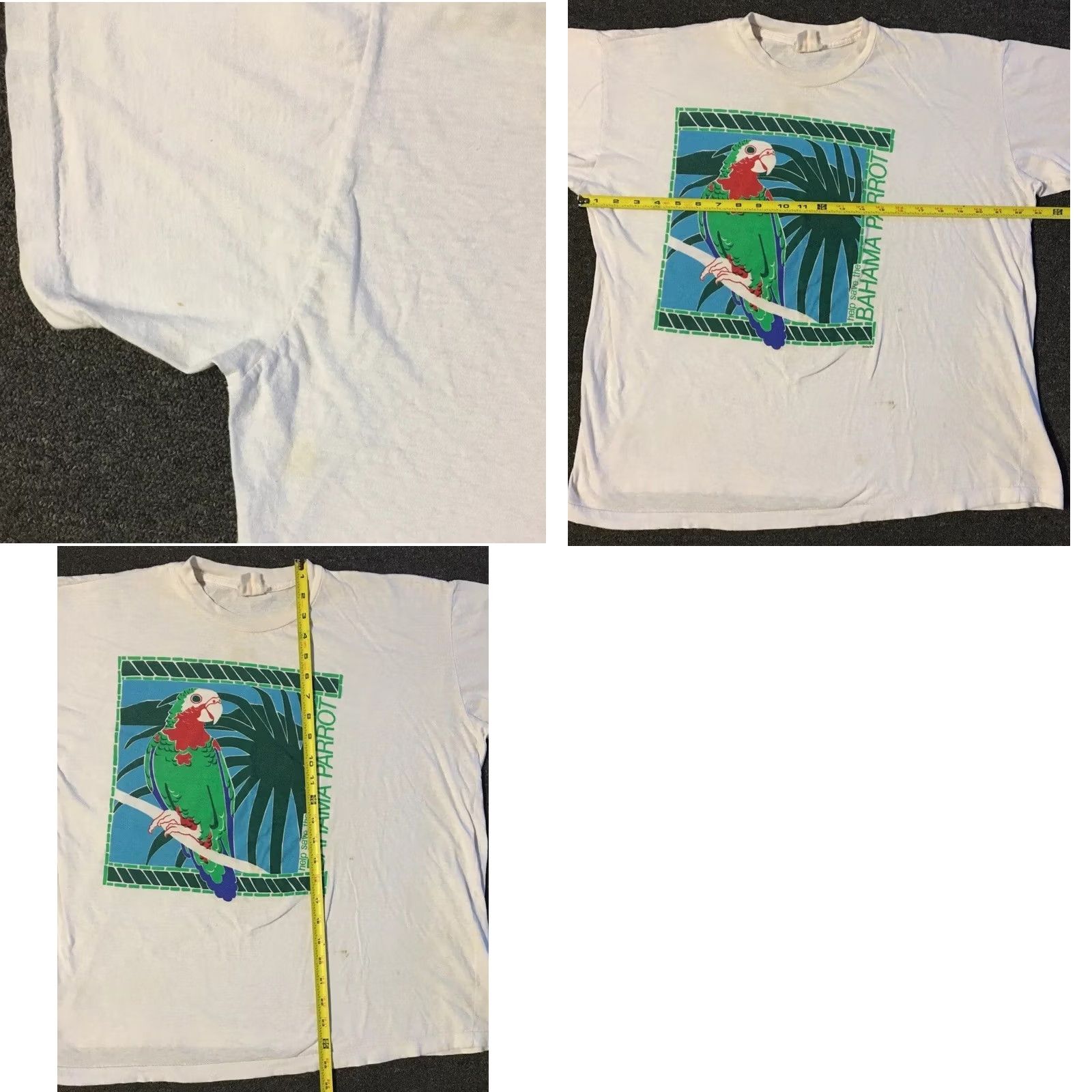 Vintage VINTAGE Parrot Shirt S M Boxy Art Nature Surf Beach Grunge 90s White Mens T-Shirt Short Sleeve Size US S / EU 44-46 / 1 - 10 Thumbnail