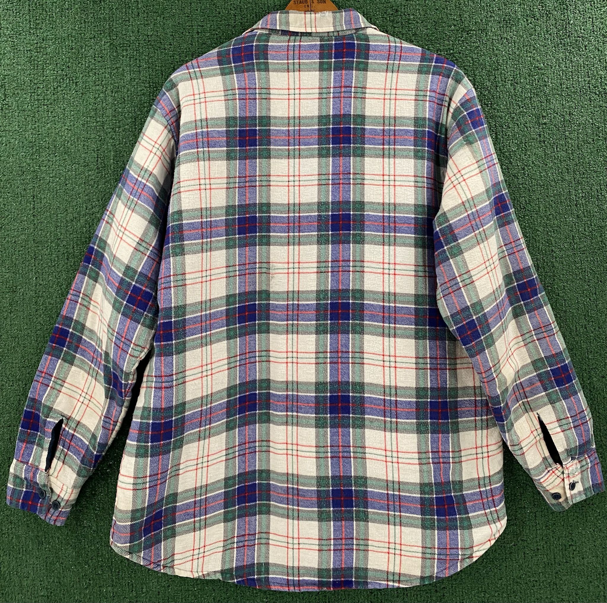 Vintage 80’s Outreach Plaid Lined Flannel Distressed Shirt Large Size US L / EU 52-54 / 3 - 6 Thumbnail