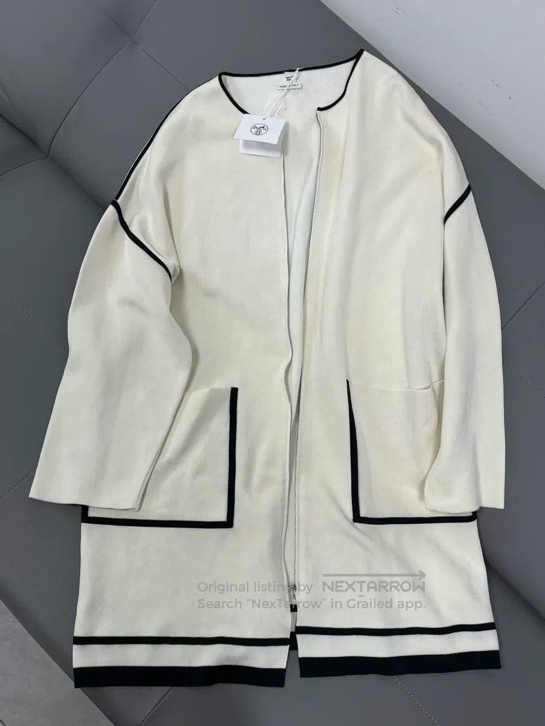 Hermes Hermes Women's Knit Jacket, White with Black Size XS / US 0-2 / IT 36-38 - 1 Thumbnail