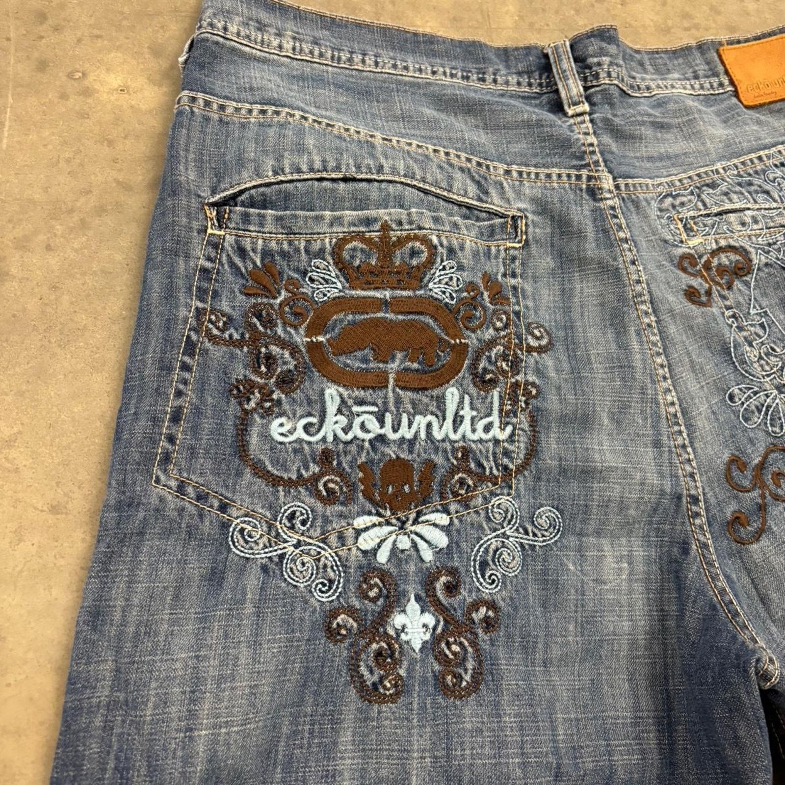 Ecko Unltd. Vintage Y2K Ecko Untld Grunge Embroidered Baggy Jorts Size US 36 / EU 52 - 3 Thumbnail