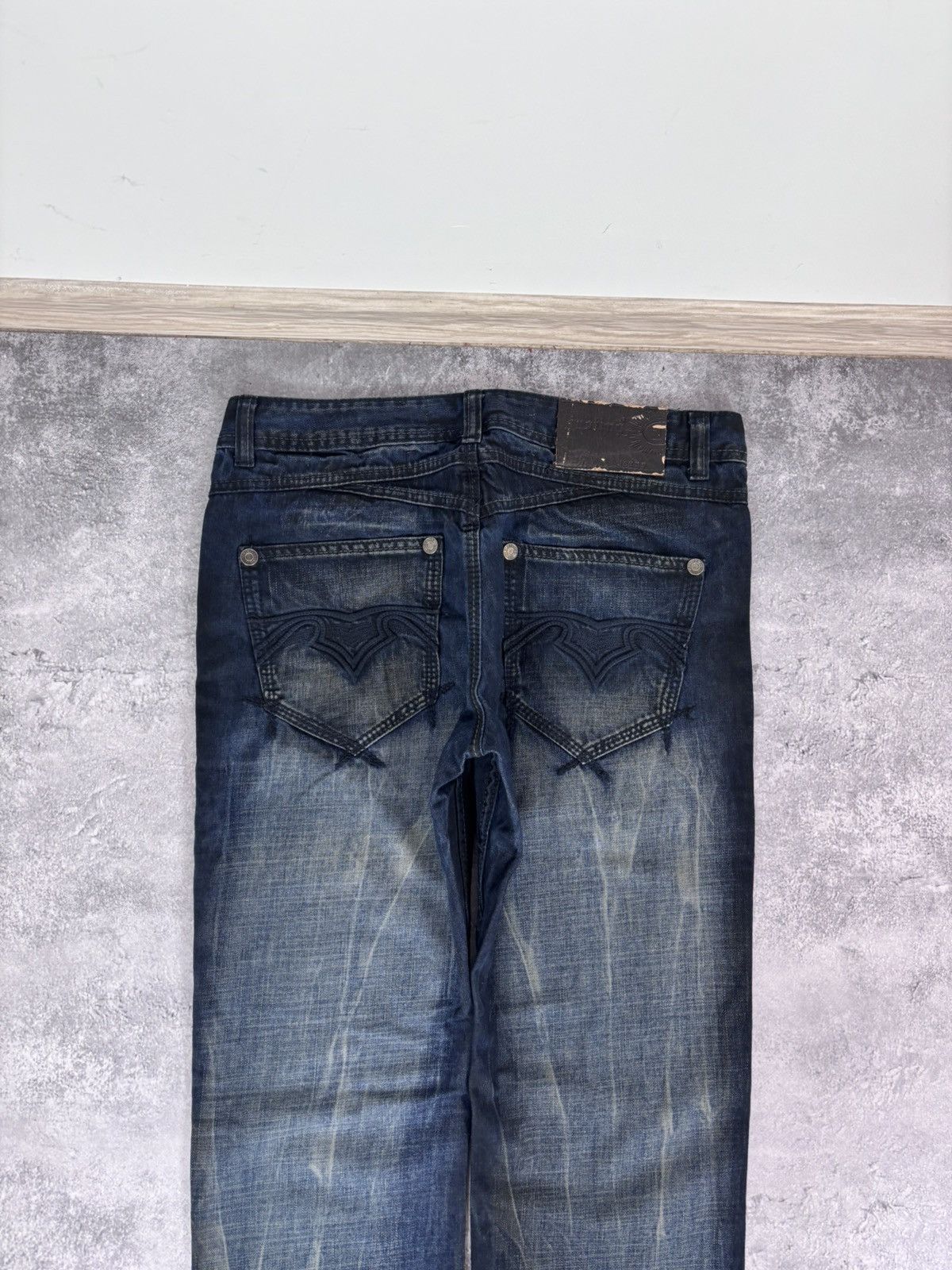 Japanese Brand Vintage Justing Y2K Dark Blue Faded Wash Denim Jeans Size US 32 / EU 48 - 20 Thumbnail
