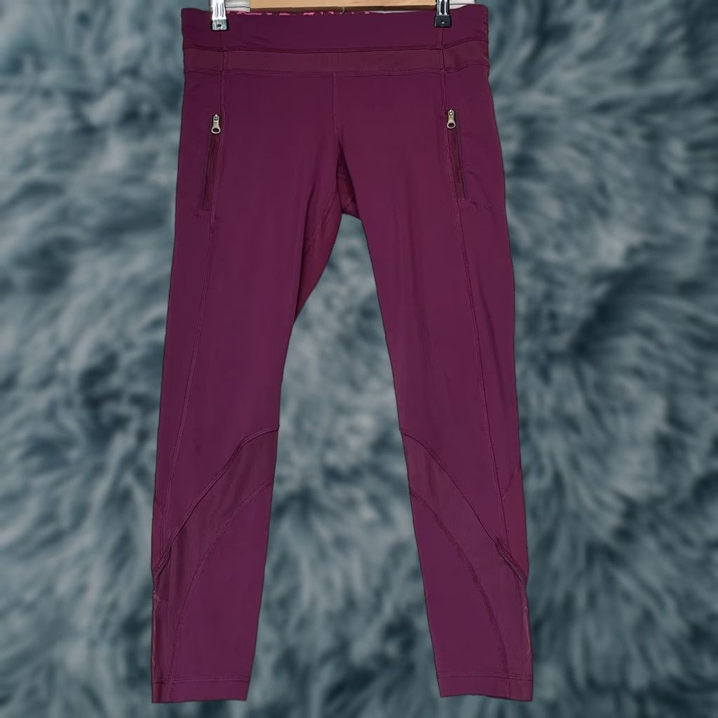 Lululemon Lululemon Leggings Women Size 8 Ankle High Rise Plum Activewear Yoga Gym Pockets Zip Pocket Size 30" / US 8 / IT 44 - 1 Thumbnail