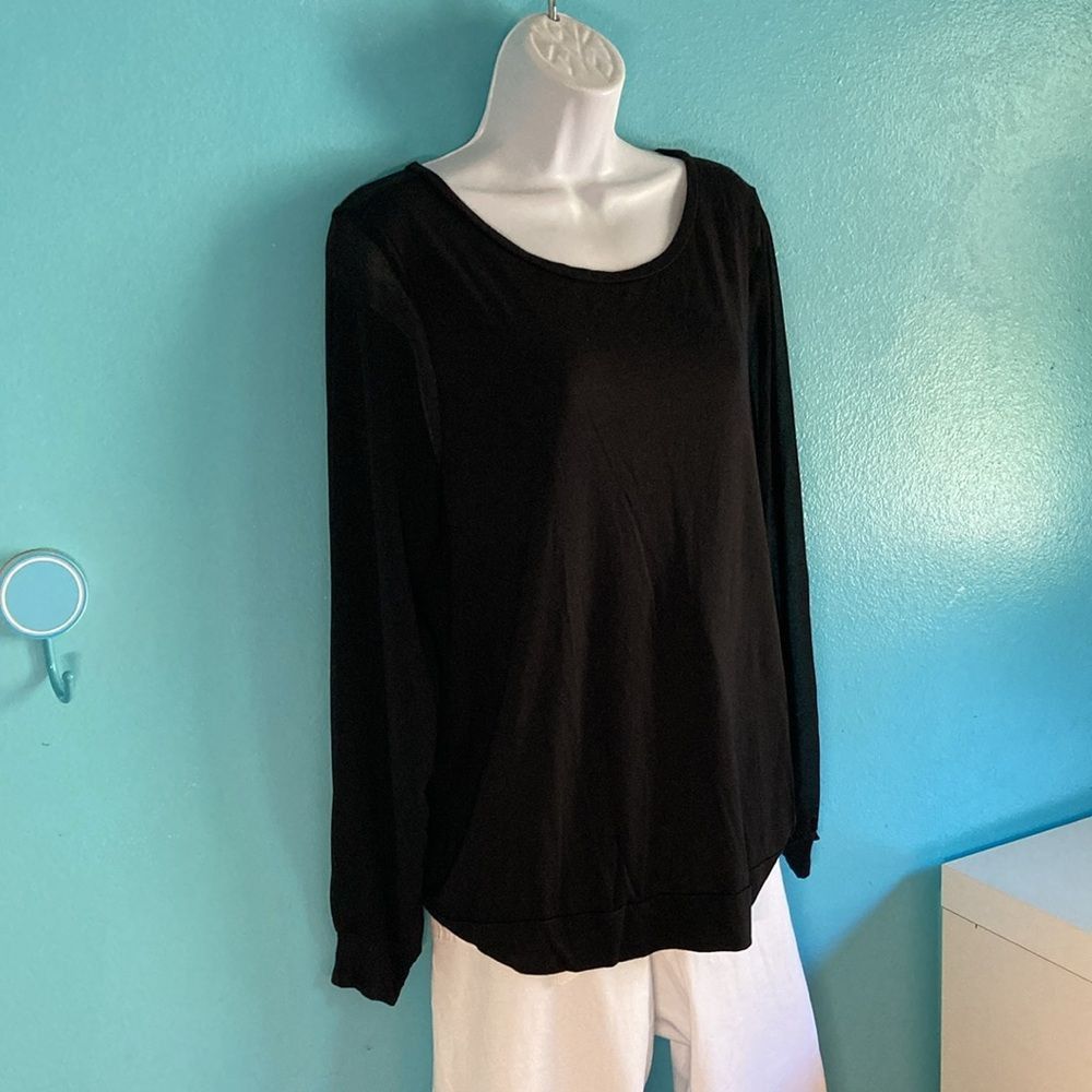Haute Hippie Haute Hippie Size L Black Modal Pullover Top Sheer Sleeve Size L / US 10 / IT 46 - 9 Thumbnail