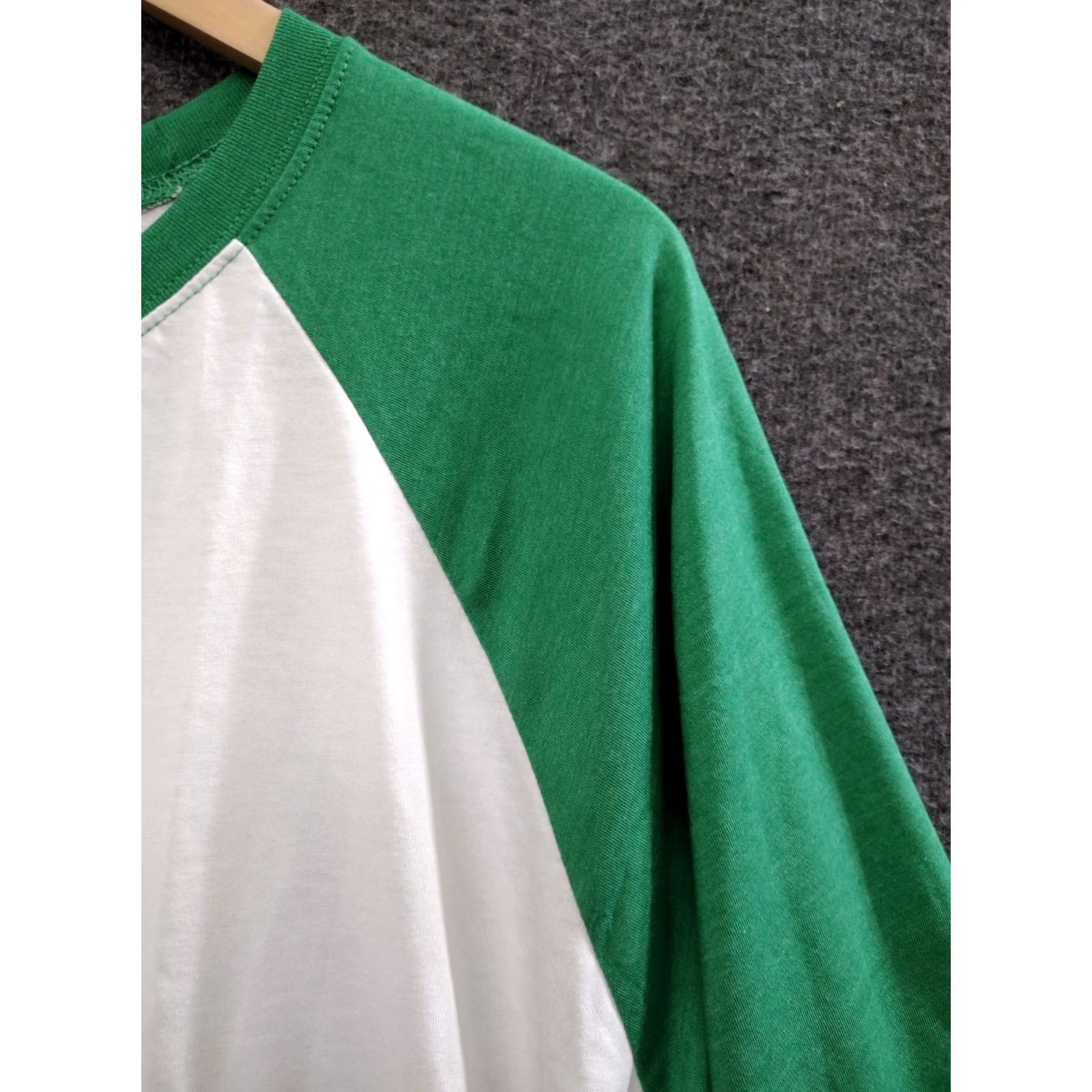 Next Level Next Level T-Shirt Colorblock Raglan 3/4 Sleeve 3XL Green/White Unisex Adults 80s Crew Neck Polyester Blend Size US XXL / EU 58 / 5 - 7 Thumbnail