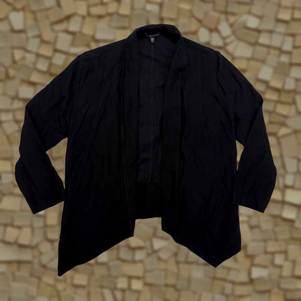 Eileen Fisher Eileen Fisher Black Cardigan Sweater XL Draped Open Front Knit Lightweight Size XL / US 12-14 / IT 48-50 - 1 Thumbnail