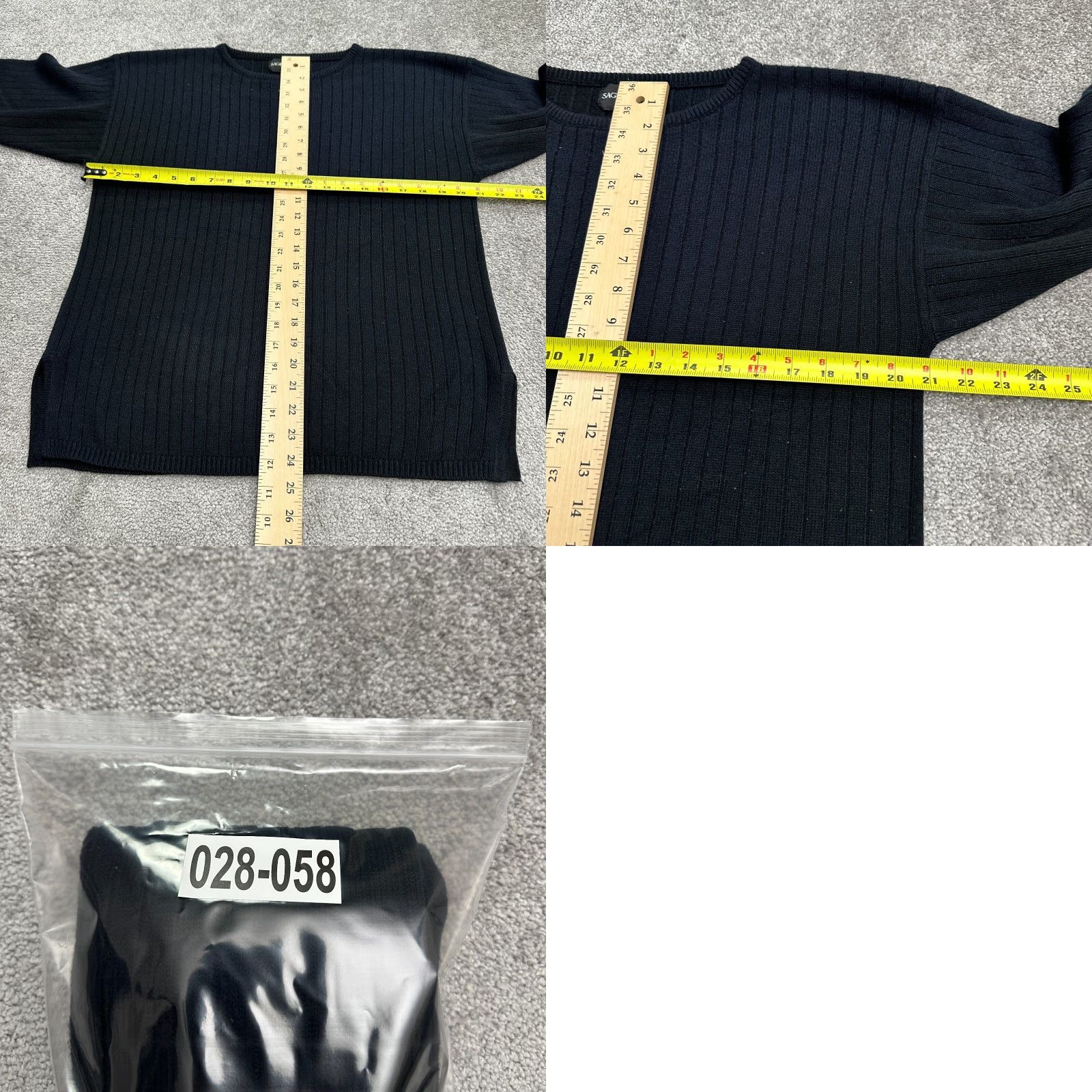 Vintage Sag Harbor Pullover Sweater Women Petite Large Solid Black Ribbed Knit Crew Neck Adult Pets Size: PL Black Classic Knit Sweater Womens Size L / US 10 / IT 46 - 8 Thumbnail