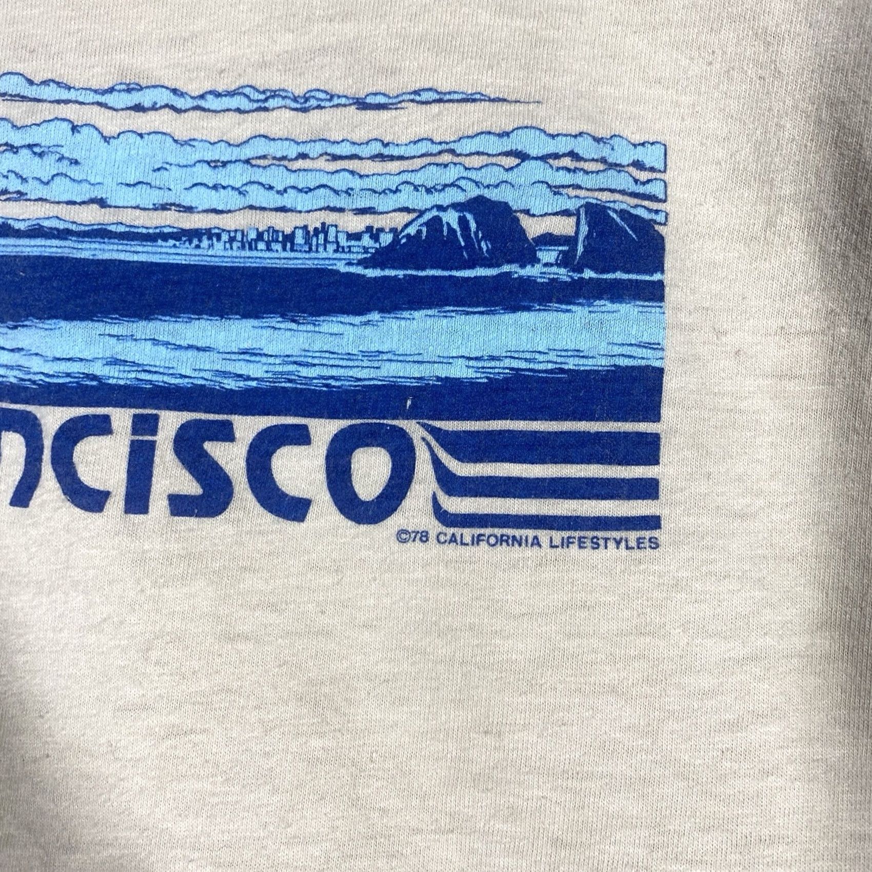 Hanes VINTAGE 70s San Francisco California T Shirt Size L Beige Travel Souvenir Sailboat Graphic Tee Cotton Men Size US L / EU 52-54 / 3 - 3 Thumbnail