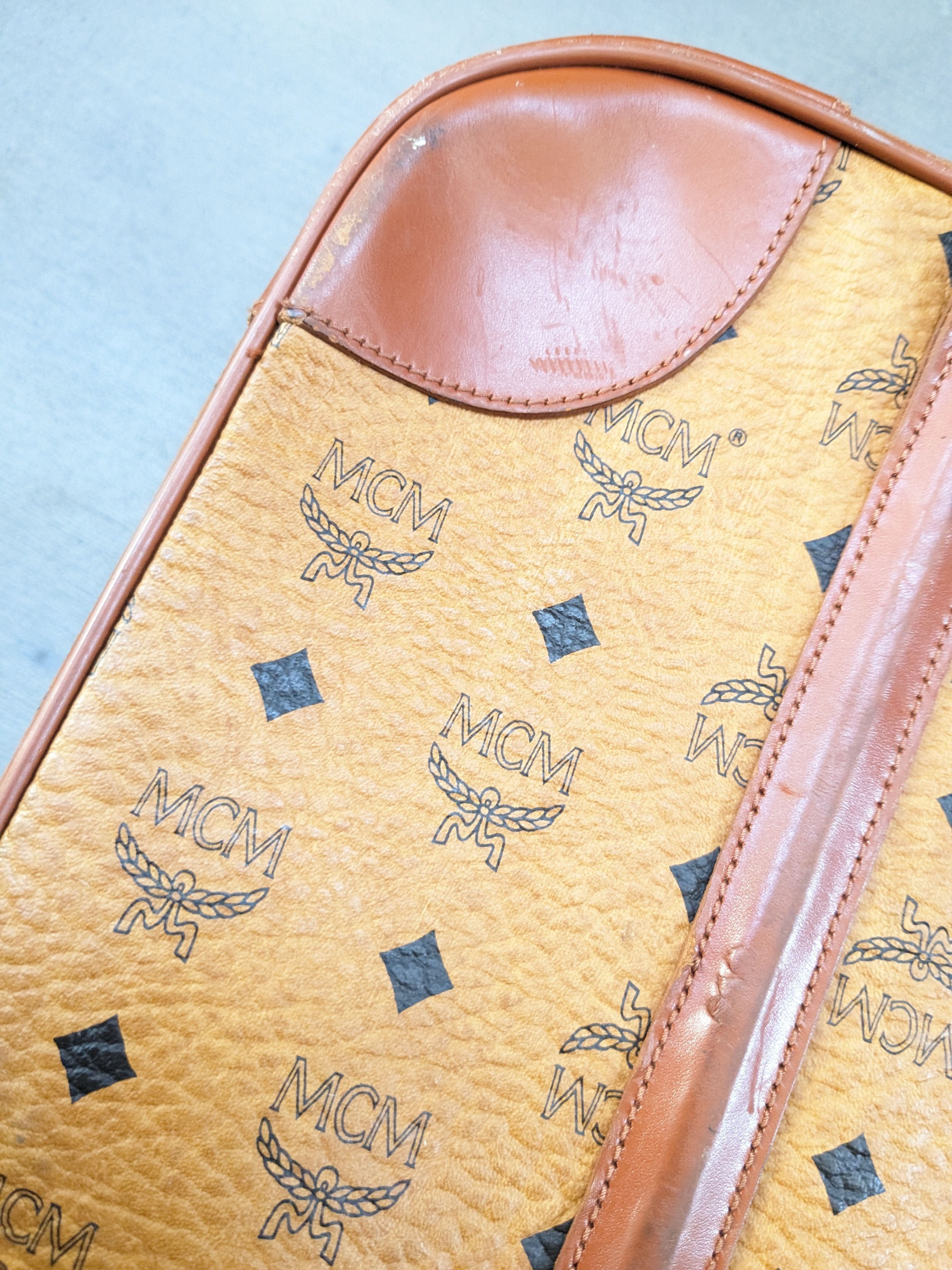 MCM MCM Travel Bag Brown Leather Monogram Cognac Vintage Size ONE SIZE - 21 Thumbnail
