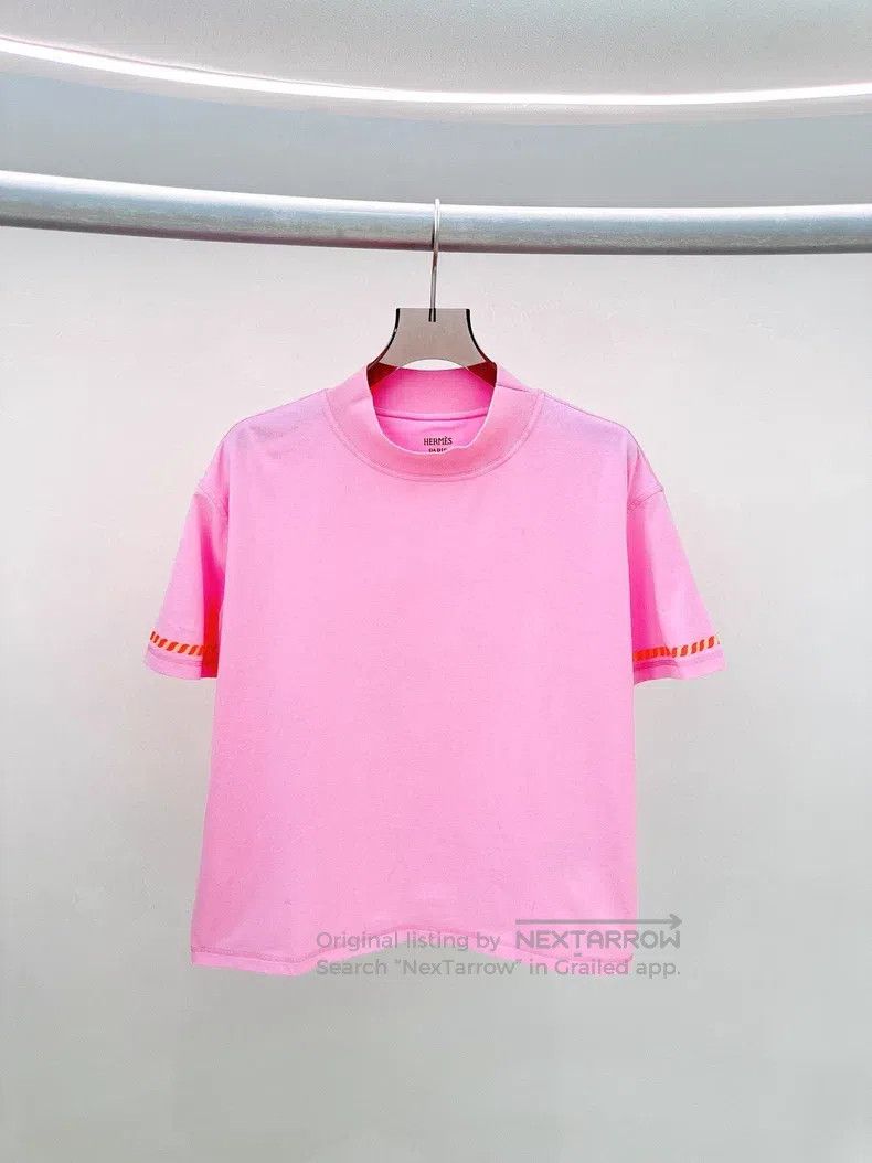 Hermes Hermes Rose red patterned T-shirt Size XS / US 0-2 / IT 36-38 - 1 Thumbnail