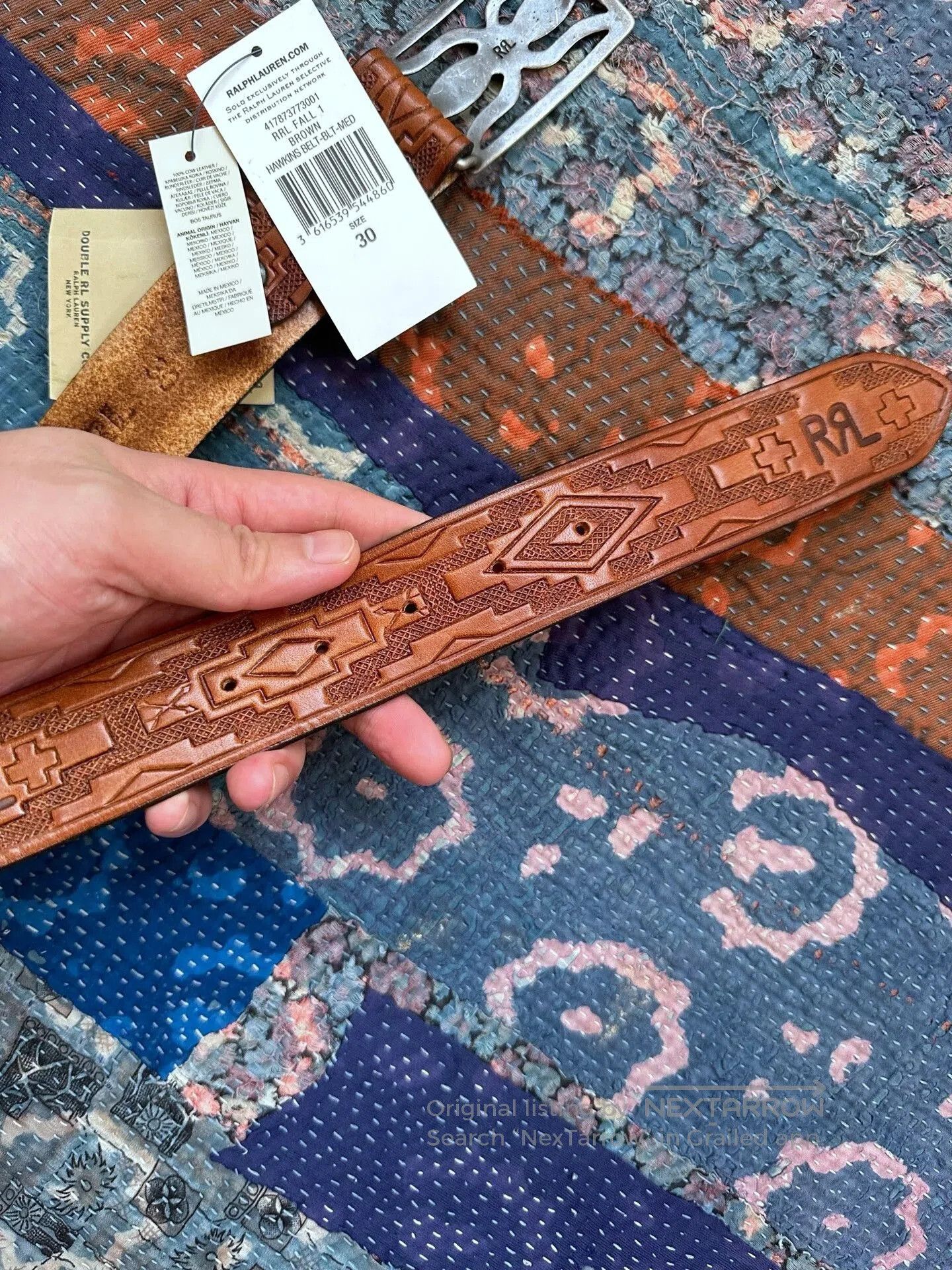 RRL Ralph Lauren RRL Spider Carved Leather Belt. Size ONE SIZE - 5 Thumbnail
