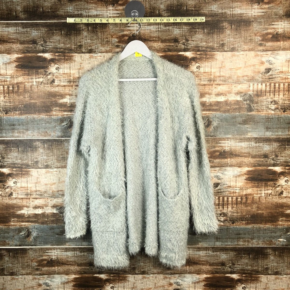 Homespun Knitwear DLL VIS Green fur shaggy mohair Cardigan Knitwear #C355 Size US M / EU 48-50 / 2 - 1 Thumbnail