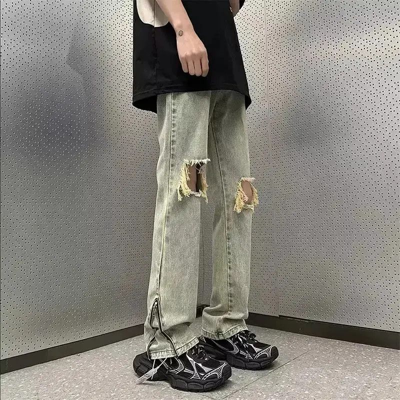 Japanese Brand Retro ripped straight leg jeans Size US 32 / EU 48 - 2 Thumbnail