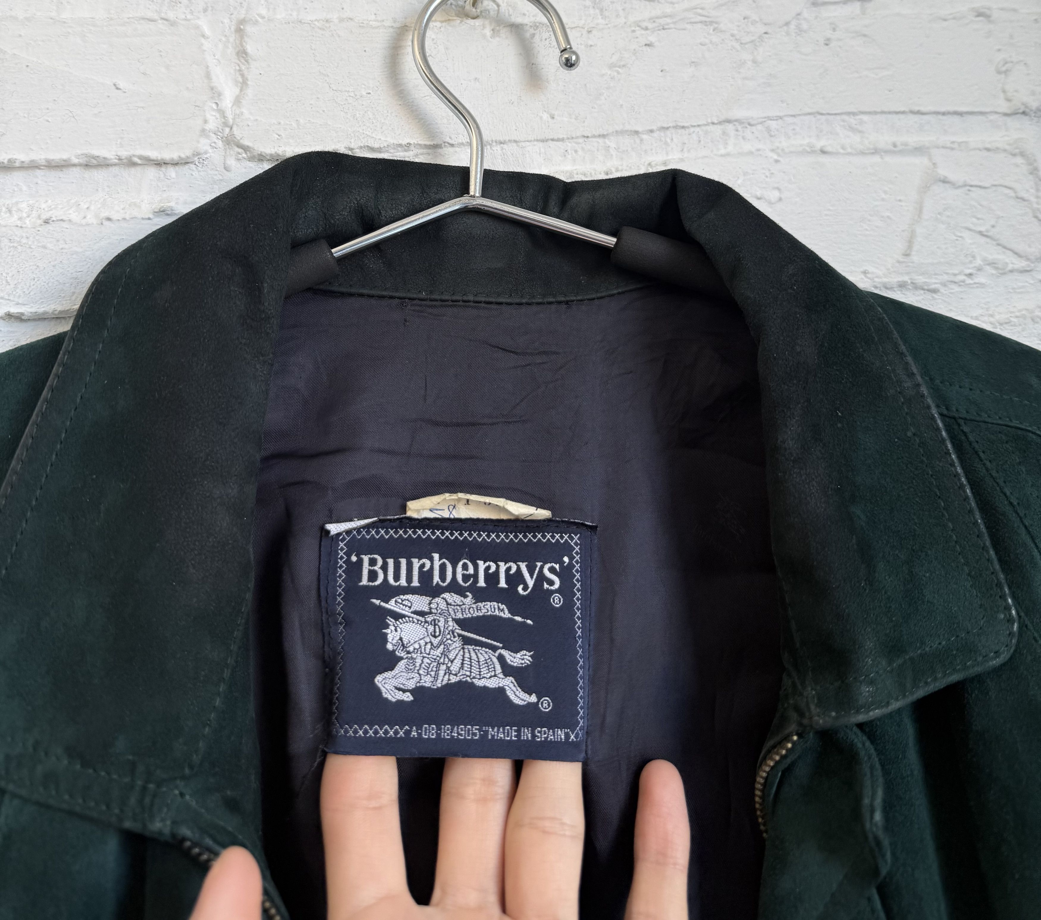 Burberry Vintage Burberrys Suede Leather bomber jacket Dark Green Size US L / EU 52-54 / 3 - 3 Thumbnail