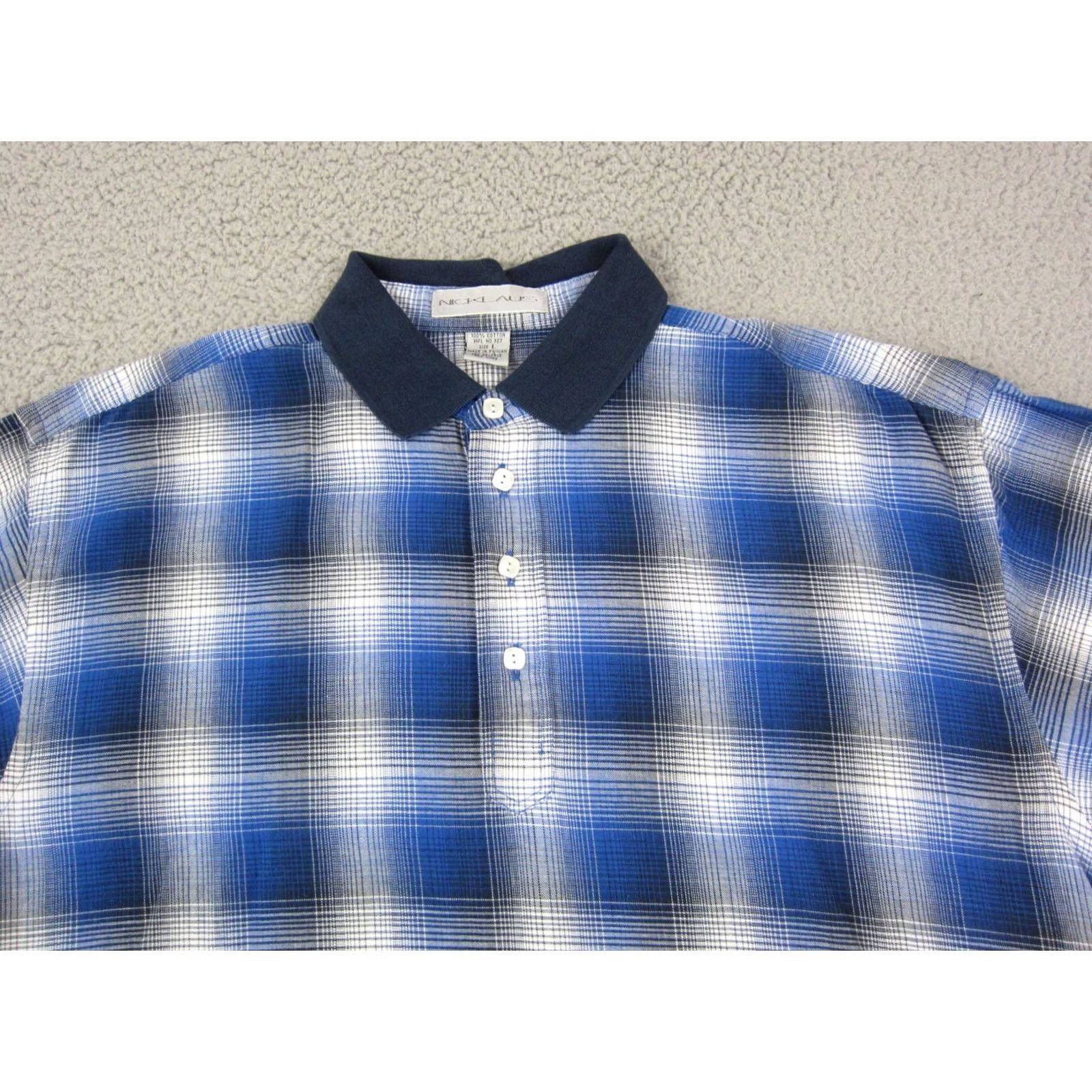 Vintage Vintage Nicklaus Polo Shirt Mens Large Blue Plaid Golf Cotton 90s Shirt Short Sleeve Collared Jersey Modern Classic Fashion Size US L / EU 52-54 / 3 - 2 Thumbnail