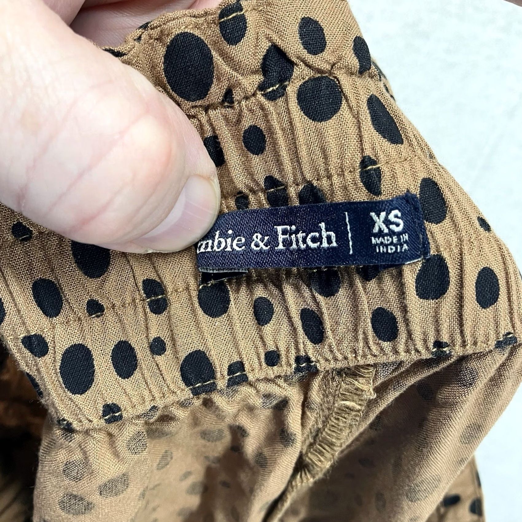 Abercrombie & Fitch Abercrombie & Fitch Women's Pants Wide-Leg High Waist Belted Chiffon Viscose Leopard Dots XS Brown Polka Dot 90s Bohemian City Festival Casual Size 26" / US 2 / IT 38 - 3 Thumbnail