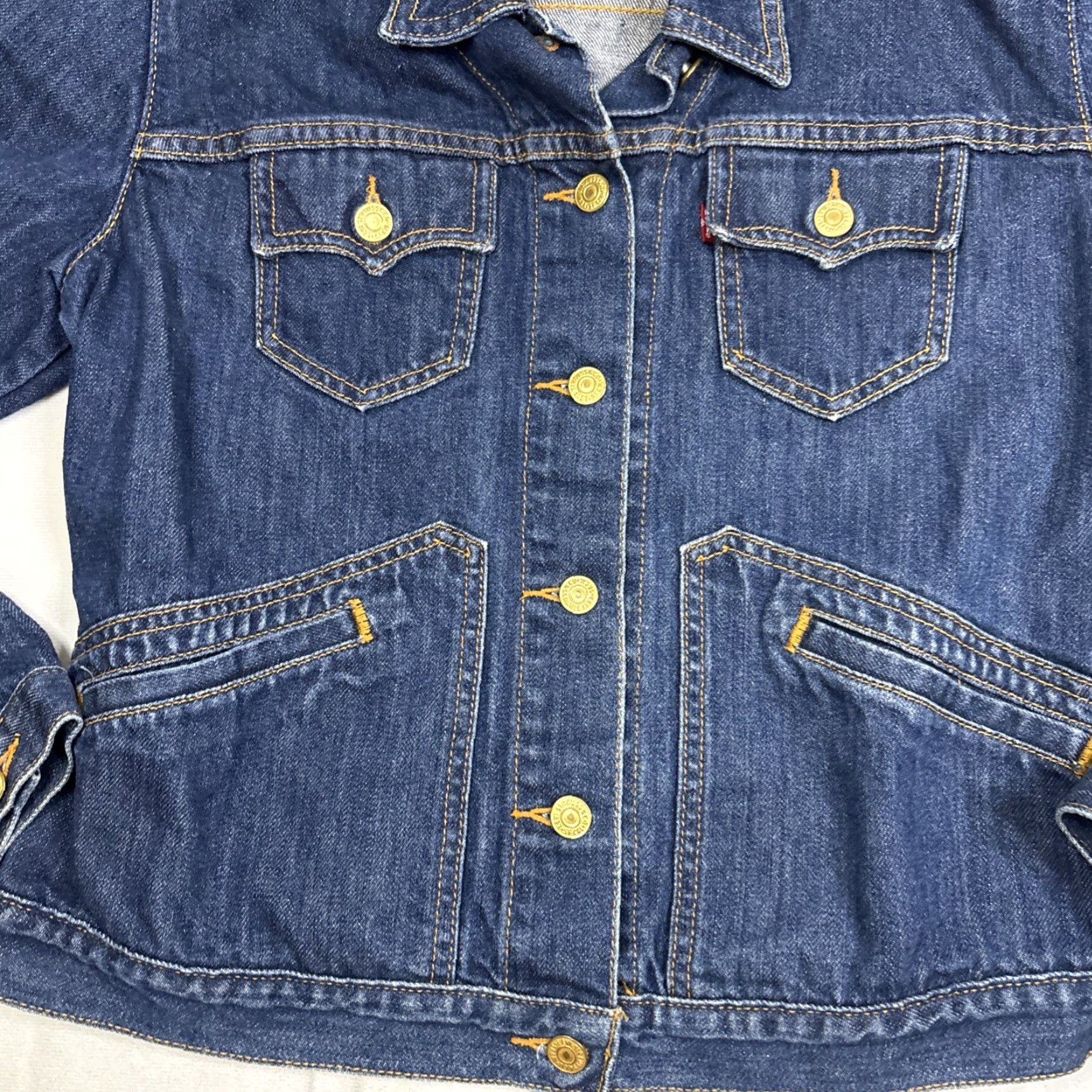 Levi's Levi's Denim Dark Wash Jean Jacket Large Juniors Made In Mexico Womens Jacket Blue Cotton Denim Regular Size Large Size 36" / US 14 / IT 50 - 2 Thumbnail