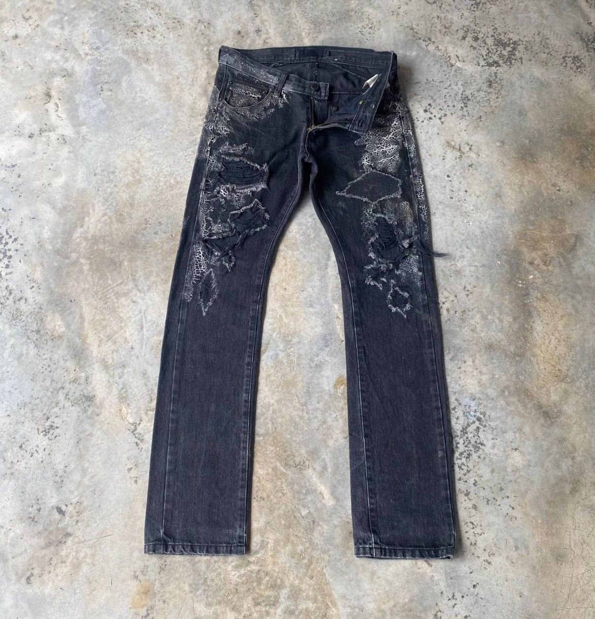 JACKROSE Rare Jackrose Luv Maison Python+Spider Web Distressed Denim Size US 28 / EU 44 - 9 Thumbnail
