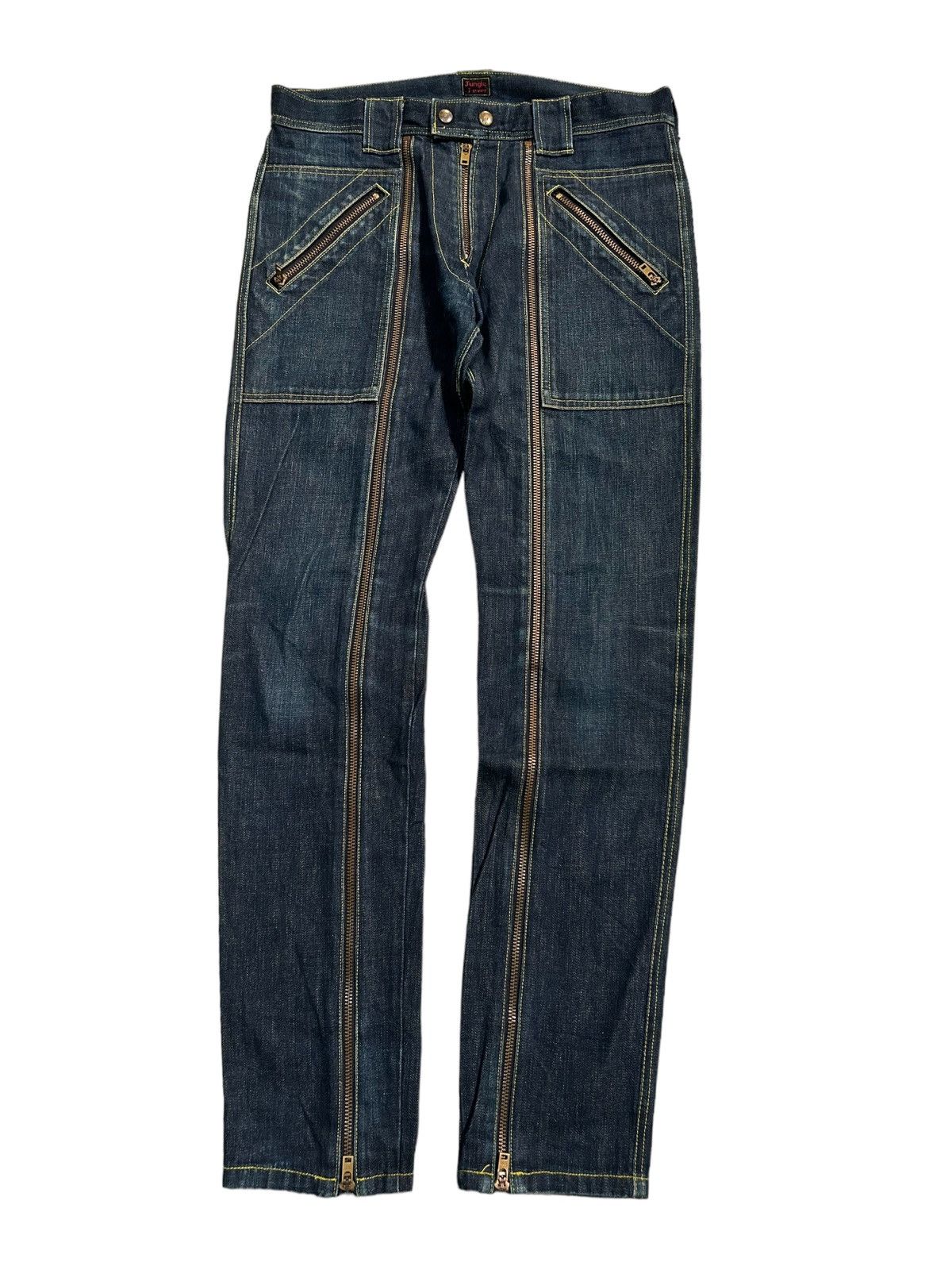 14th Addiction × If Six Was Nine × Japanese Brand Japanese Punk Bondage Multizipper Denim Crazy ☠️🎌 Size US 31 - 3 Thumbnail