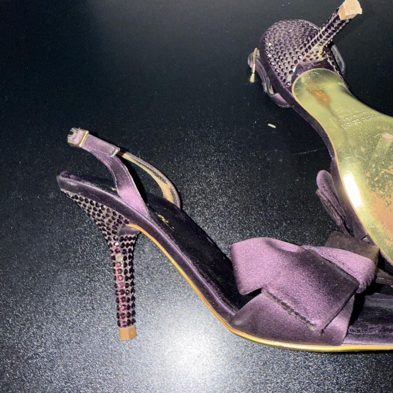 Roberto Cavalli Roberto Cavalli VINTAGE Rare dark purple satin open toe heel Size US 7 / IT 37 - 5 Thumbnail