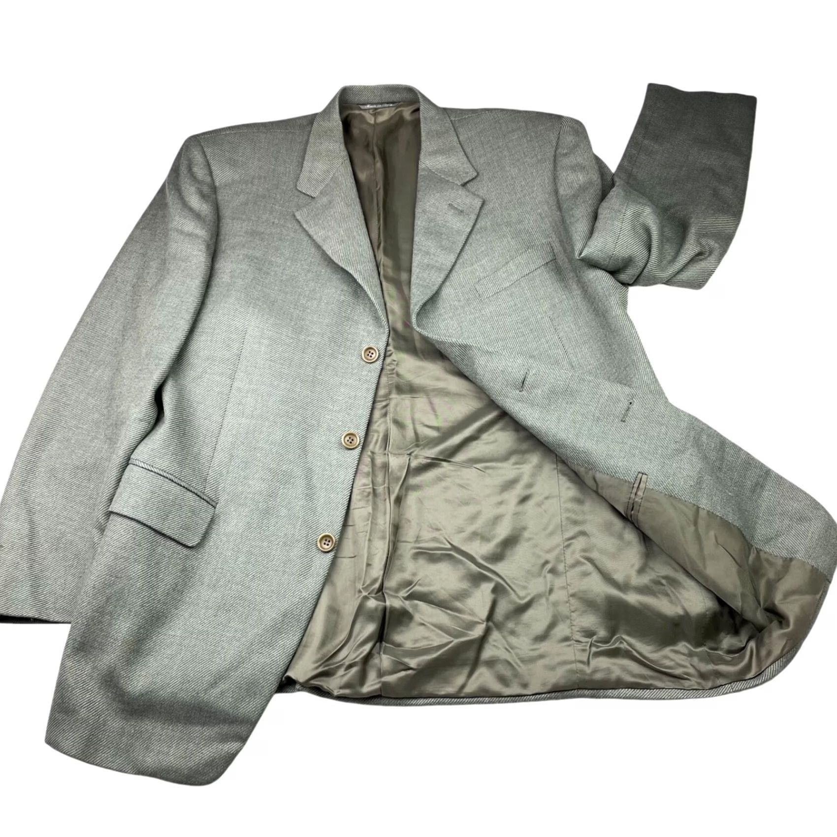 Canali Canali Blazer Men's Flannel Tweed Green/Gray 42R US Italy Wool Size 42R - 3 Thumbnail