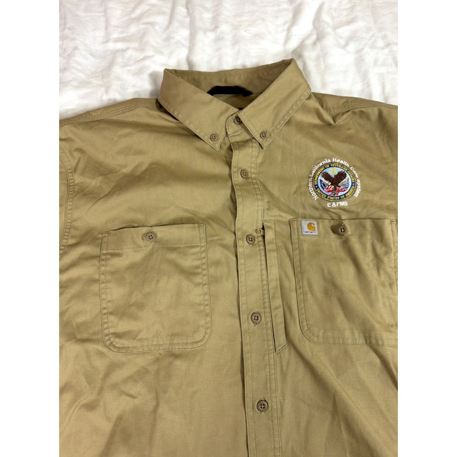 Carhartt Carhartt Shirt Mens XXL Beige Button-Up Embroidered 106688 Size US XXL / EU 58 / 5 - 3 Thumbnail