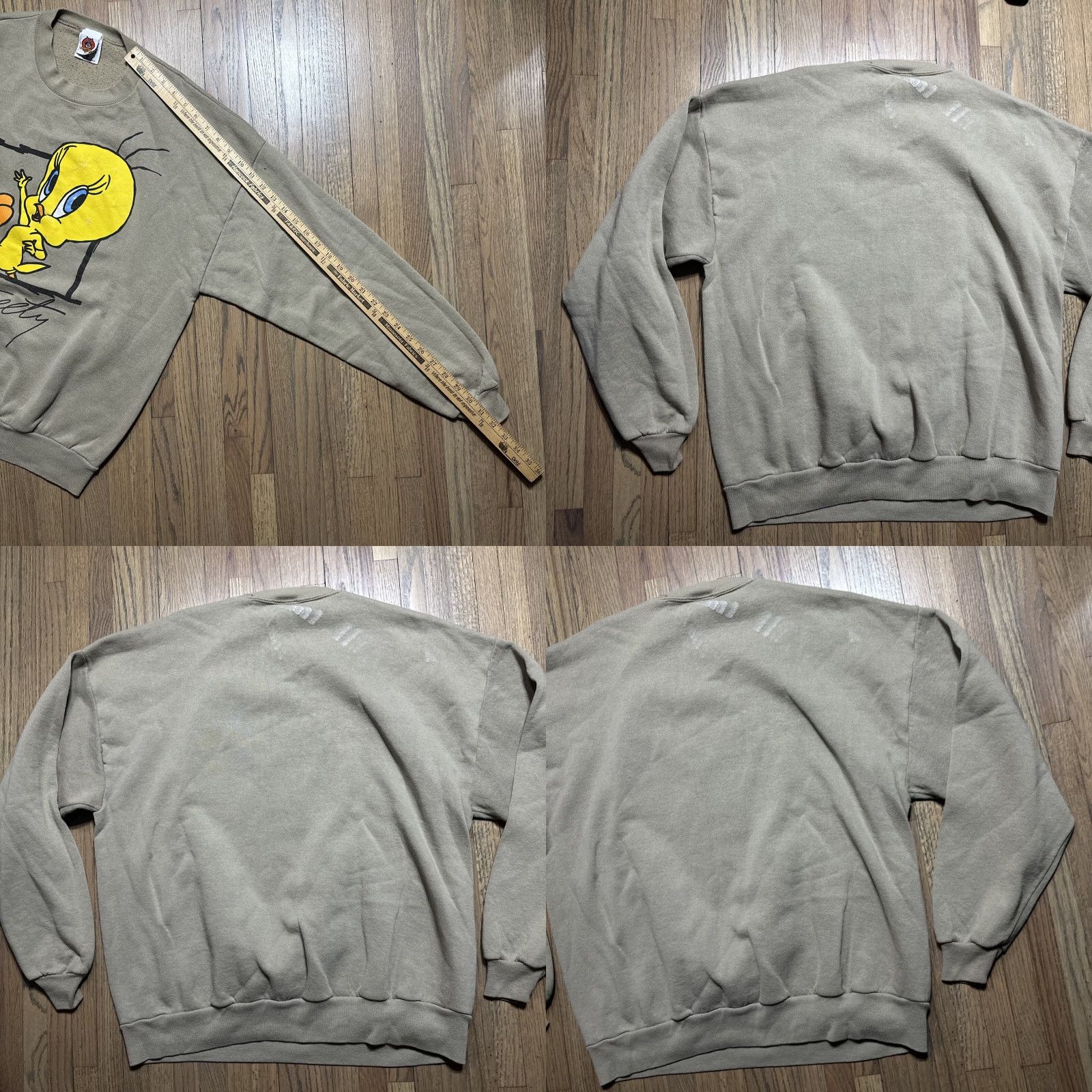 Vintage VINTAGE Tweety Bird Looney Tunes Graphic Sweatshirt Sweatshirt 2XL Brown Mens Slim Long Sleeve Crew Neck Graphic Print 80s 90s Cartoon Size US XXL / EU 58 / 5 - 8 Thumbnail