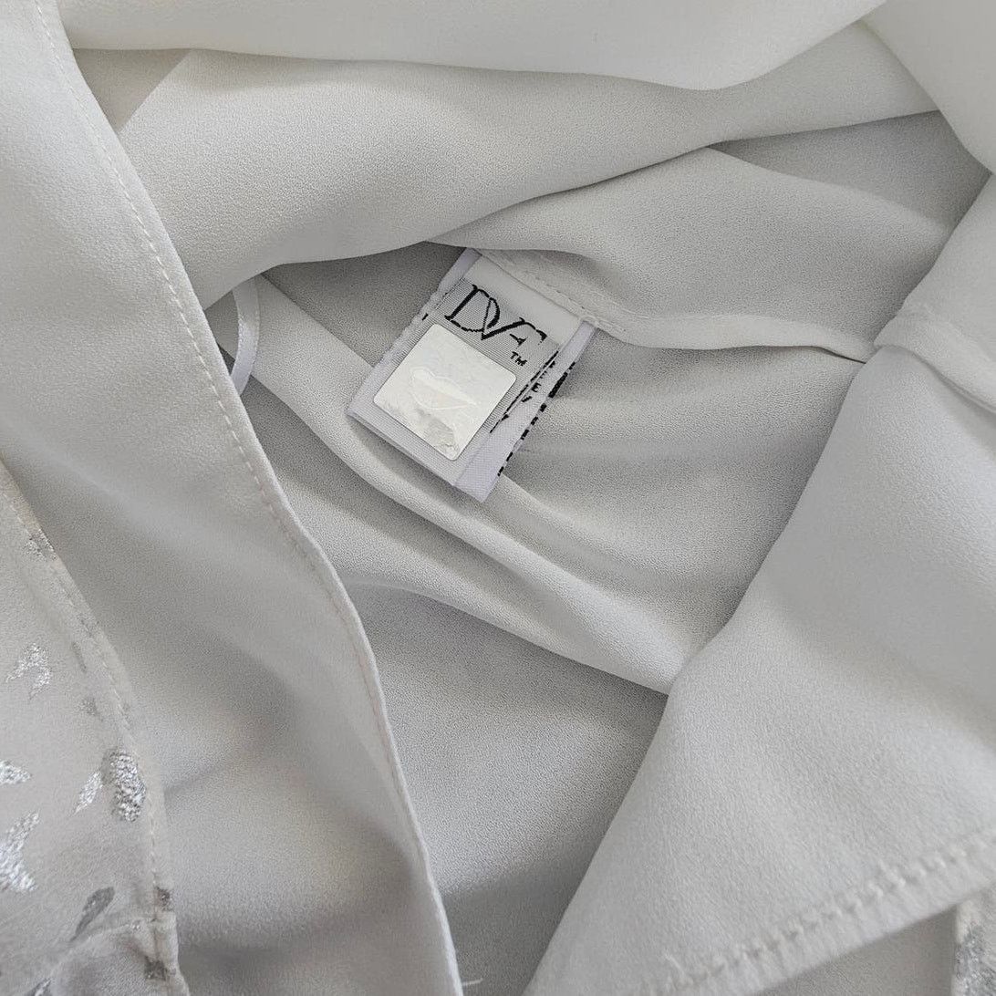Diane von Furstenberg DVF Diane Von Furstenberg Parvay White/Metallic Silk Top 4 Size S / US 4 / IT 40 - 12 Thumbnail