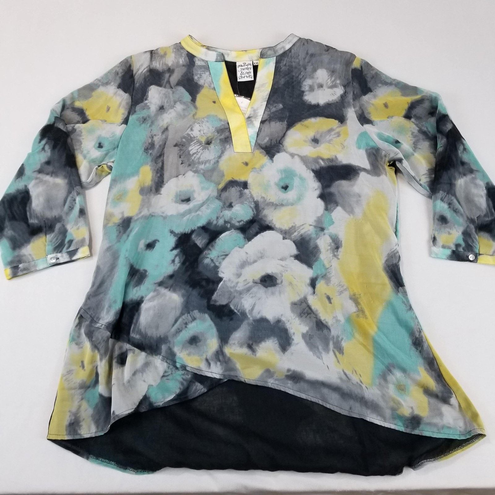 Other Parsley & Sage Tunic Top 2XL Floral Watercolor Art to Wear Size XXL / US 16-18 / IT 52-54 - 9 Thumbnail