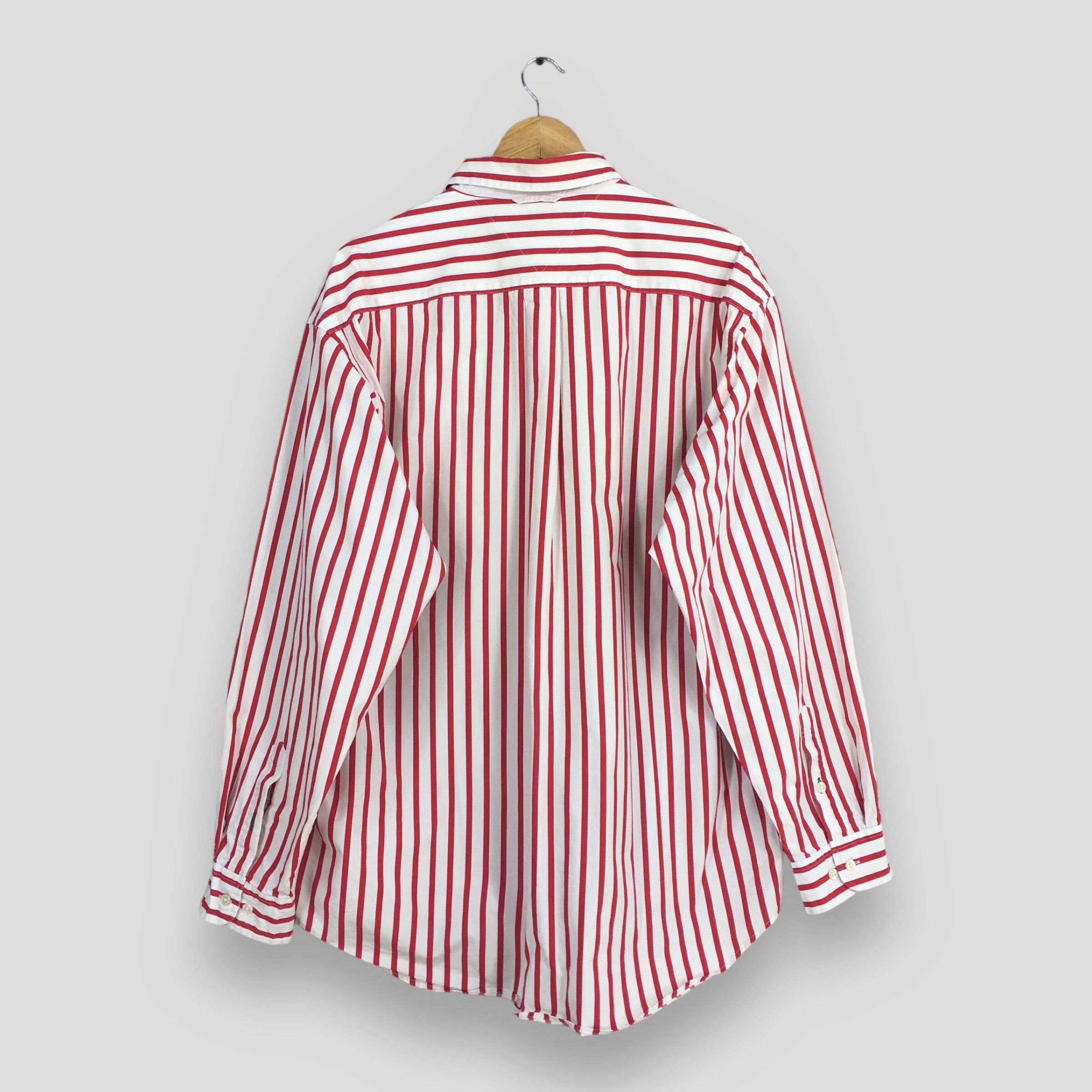 Tommy Hilfiger × Vintage Vintage Tommy Hilfiger Red Stripes Oxfords Button Down XL Size US XL / EU 56 / 4 - 6 Thumbnail