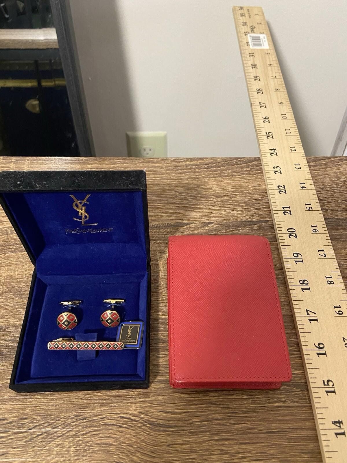 Saint Laurent Paris YSL Saint Laurent saffiano cigarette case + tie bar cufflink Size ONE SIZE - 2 Thumbnail