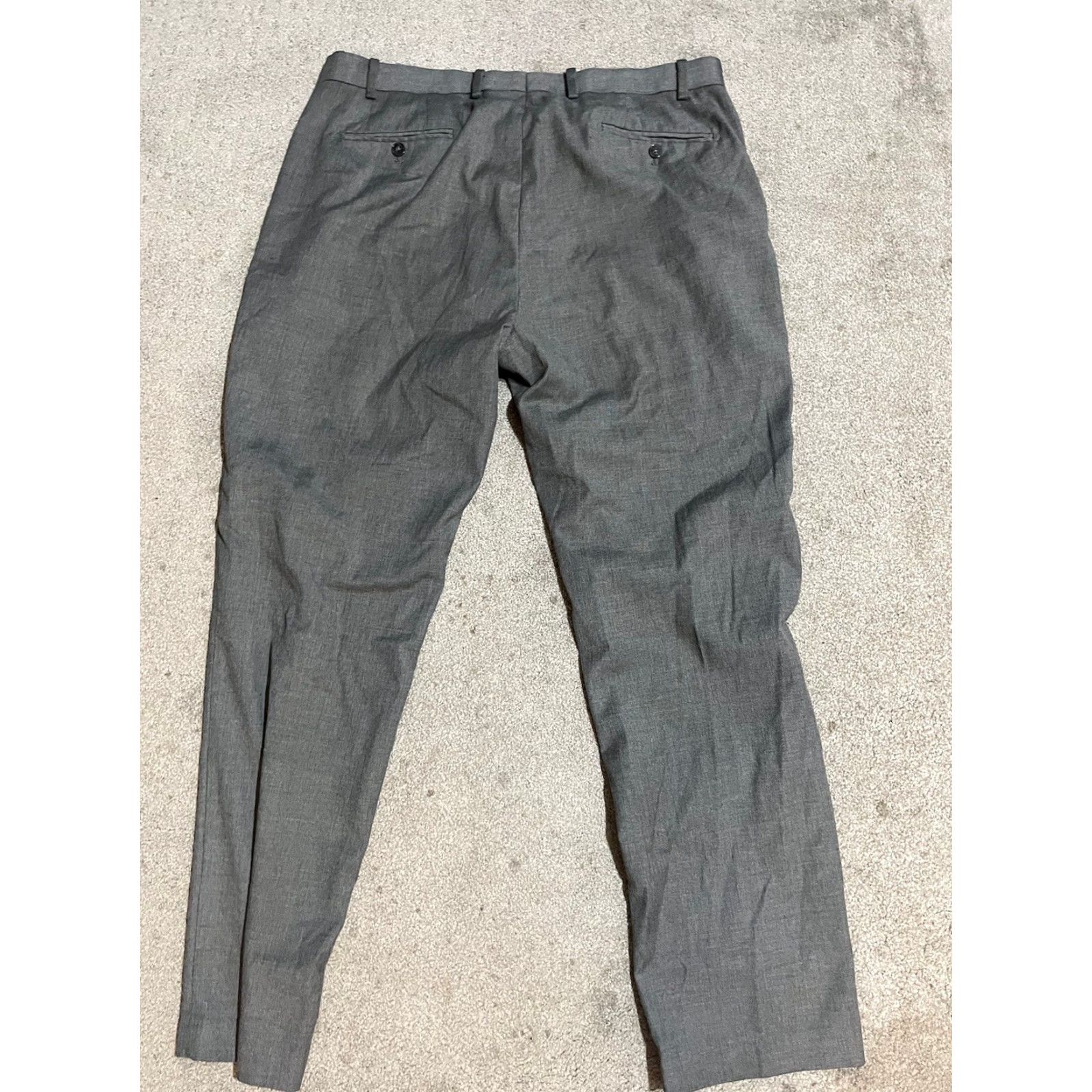 Calvin Klein Calvin Klein Pants Dress Pants Gray Solid Flat Front Mens 38x31 Polyester Blend Front Zip Straight Leg Pants Mens Size US 38 / EU 54 - 3 Thumbnail