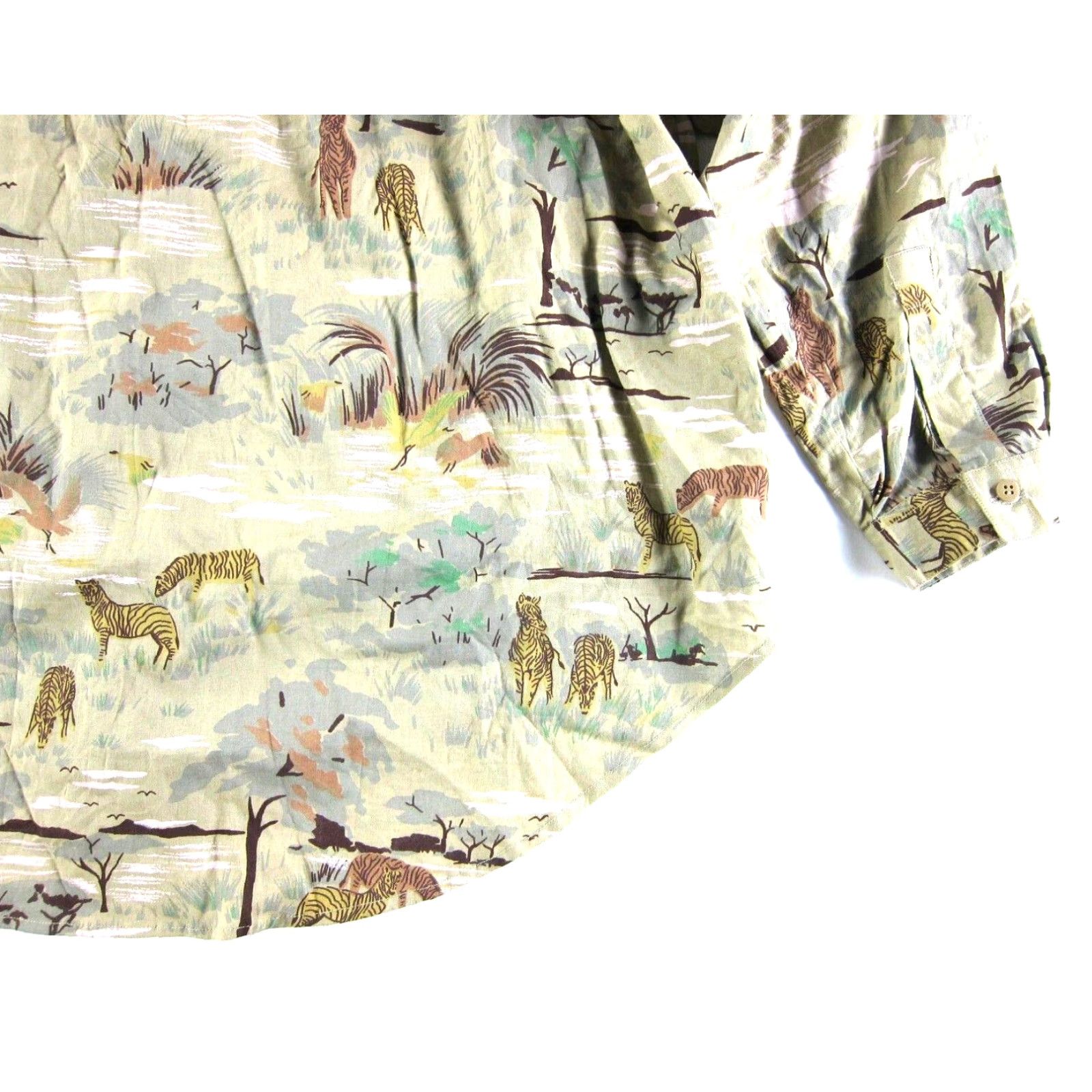 Vintage VTG Andrew Sport II Cotton Green Brown Safari Zebra Long Sleeve Shirt Women L Size L / US 10 / IT 46 - 6 Thumbnail
