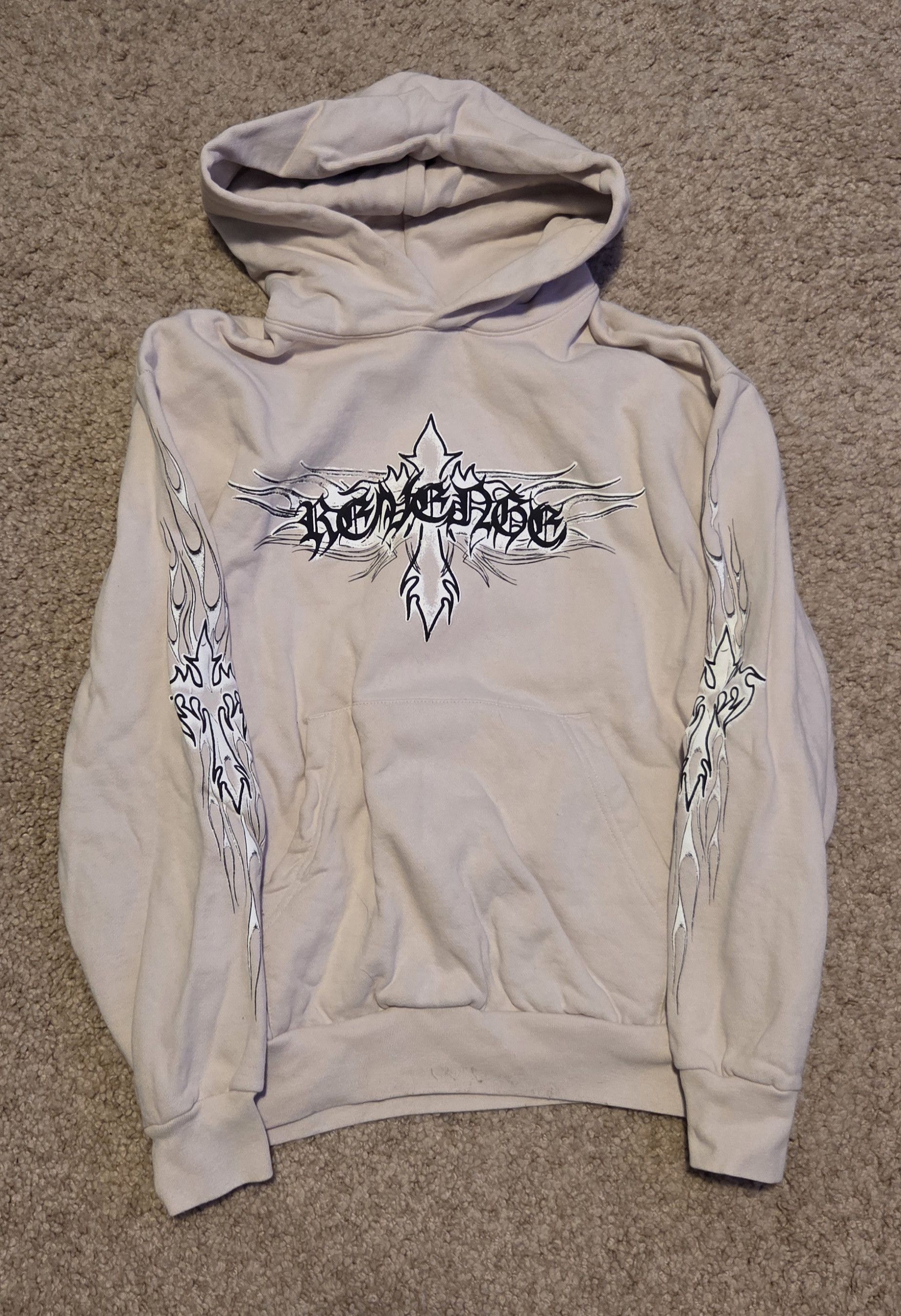 Revenge Revenge Flaming Cross Hoodie Size US S / EU 44-46 / 1 - 1 Thumbnail